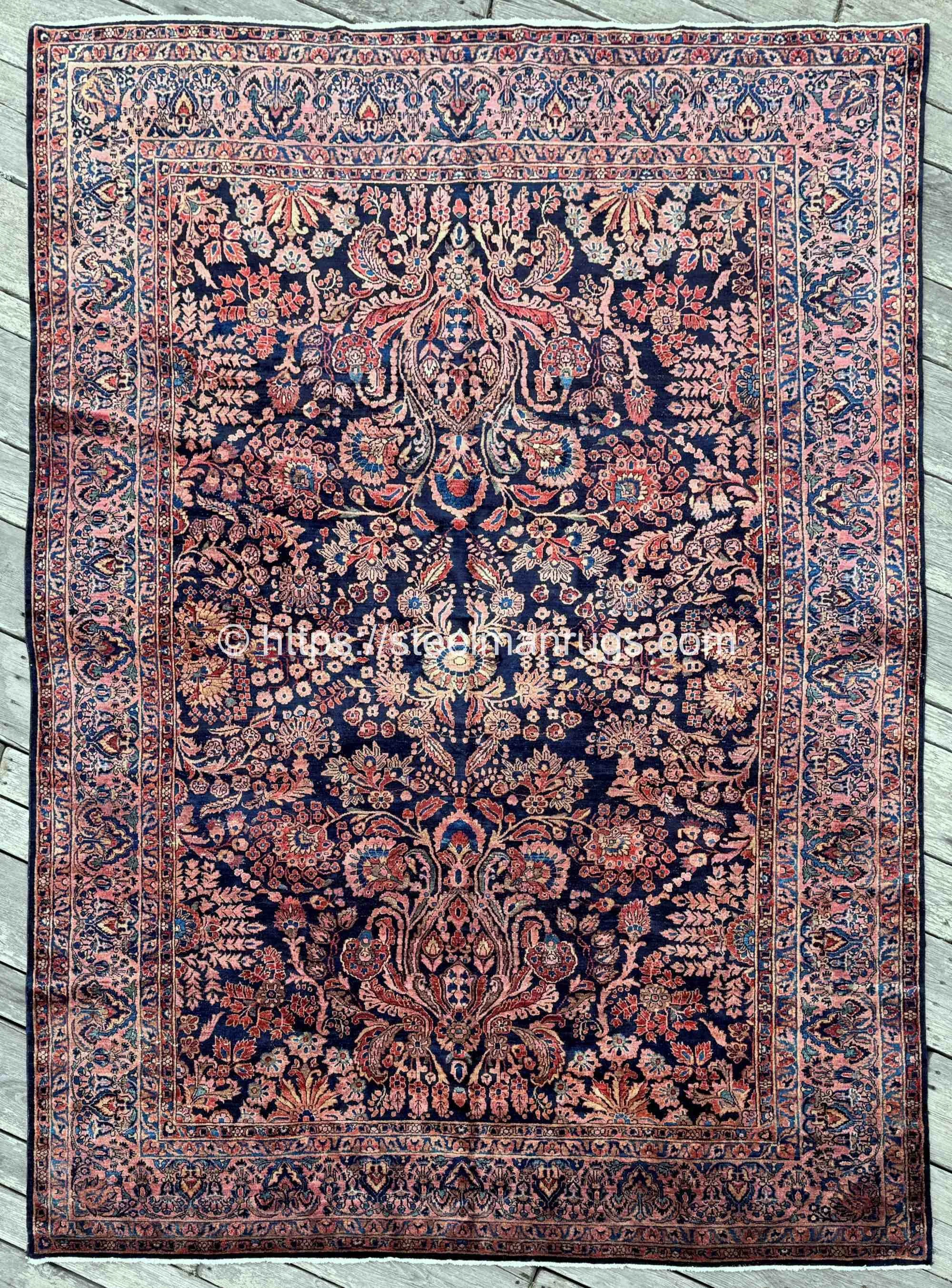 Antique Blue Sarouk Rug 8’6”x11’8” Luxurious and Lustrous