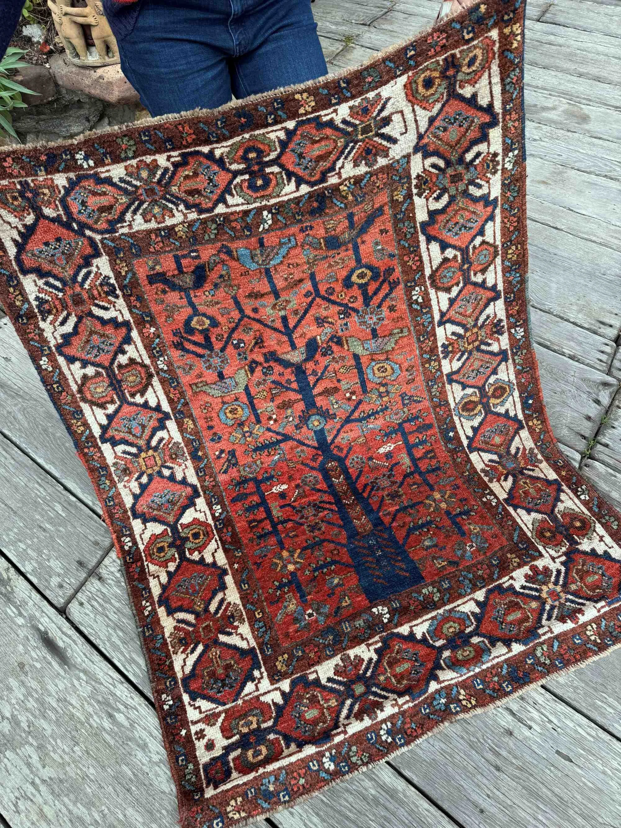 antique southwest persian neyriz tribal rug