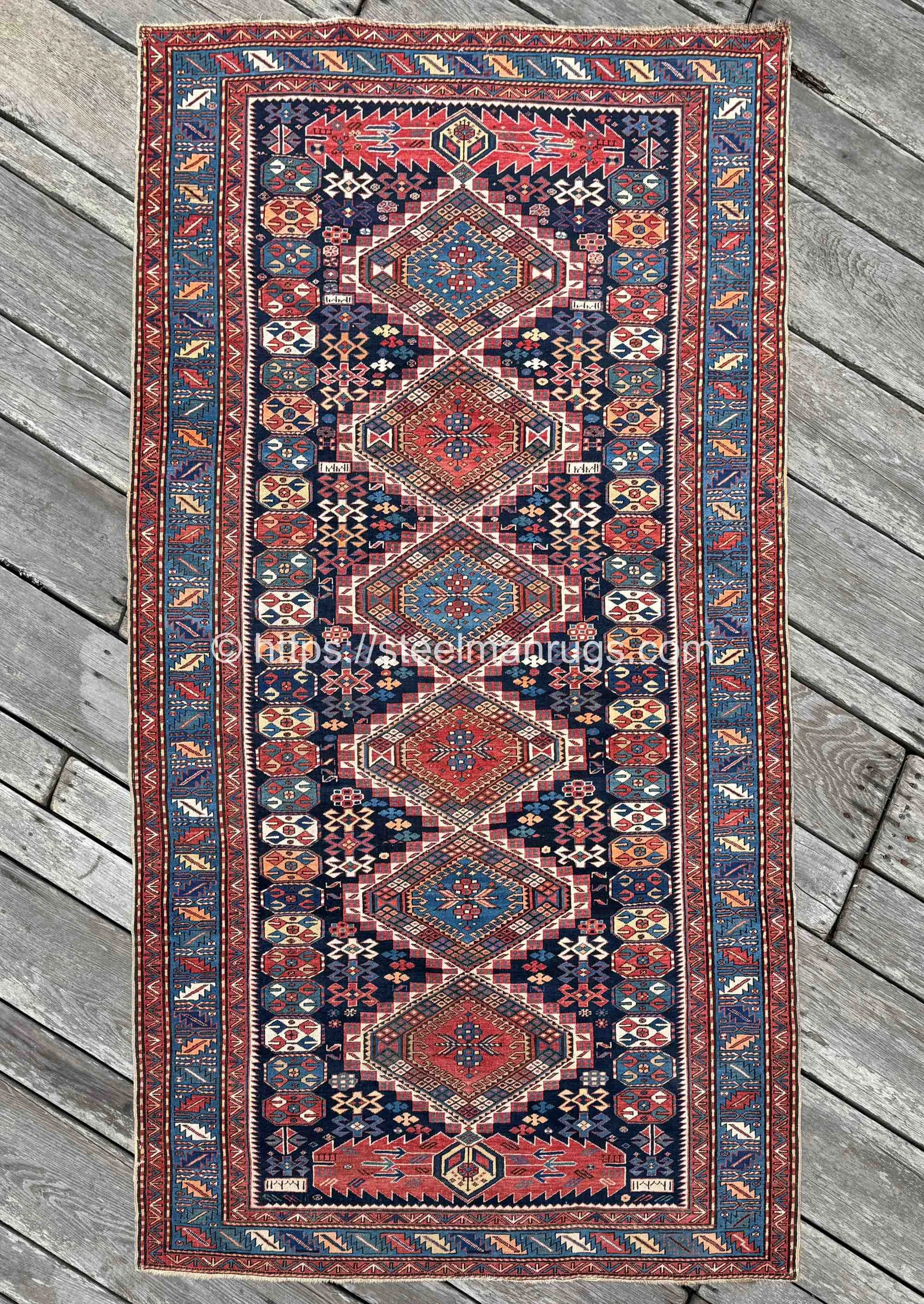 Antique Caucasian Shirvan Rug 5'3"x9'10" Sparkling Example Decorative and Collectable