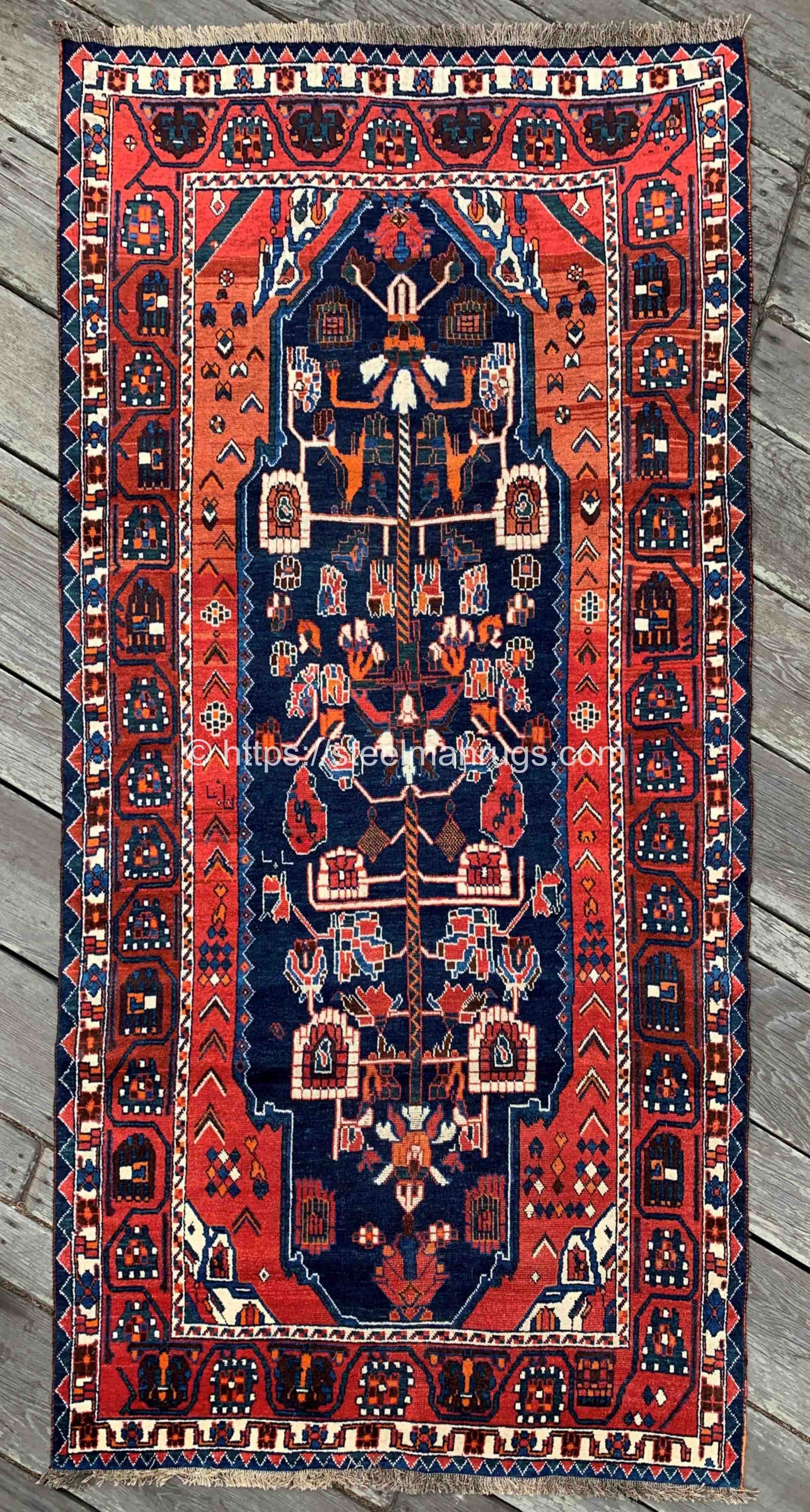 Vintage Persian Shiraz Tribal Rug 4'11"x10'0"