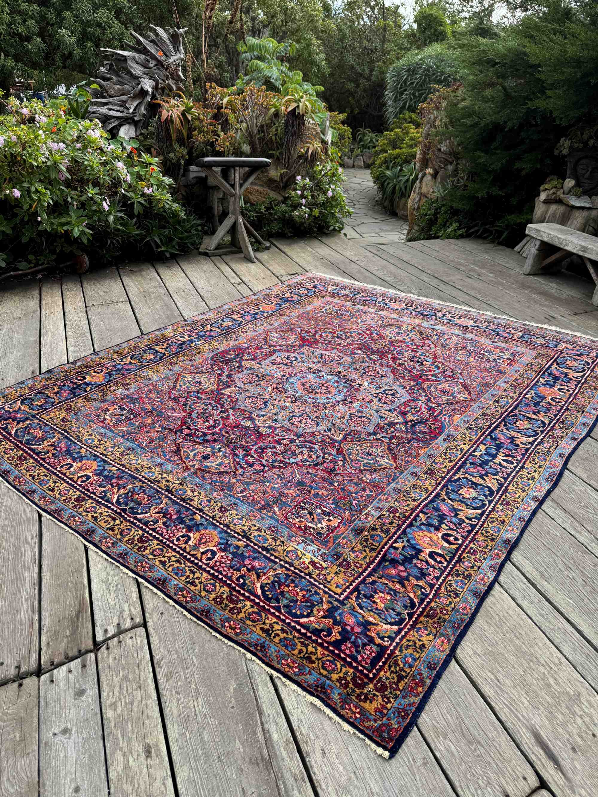 antique Kerman Yazd rugs