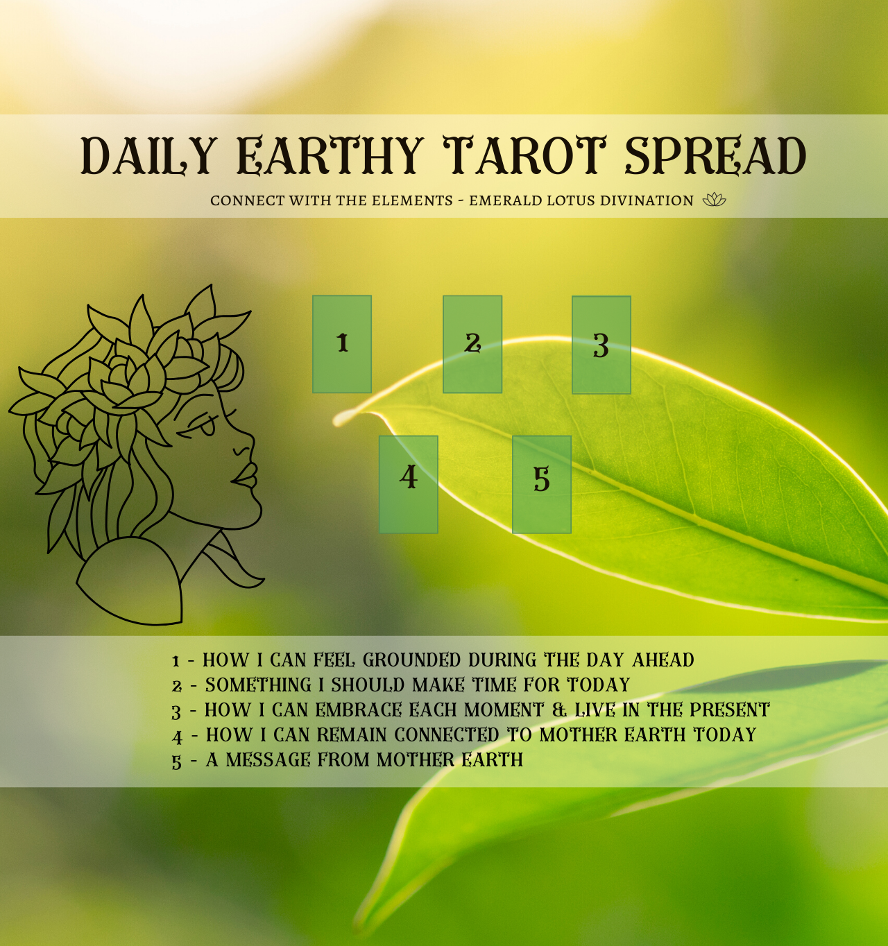 Daily Earthy Tarot Spread — Emerald Lotus