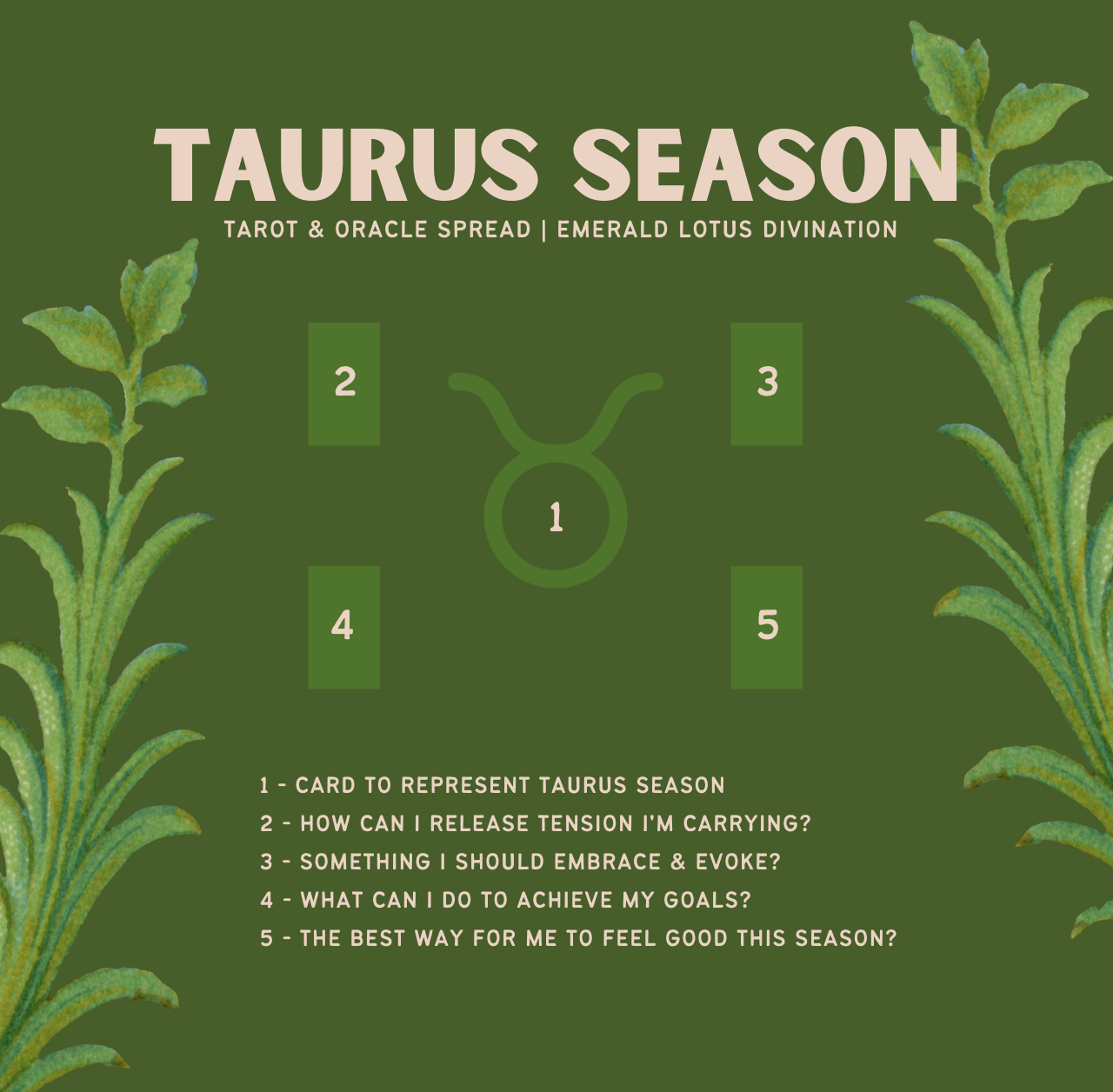 Taurus Season Tarot Spread — Emerald Lotus