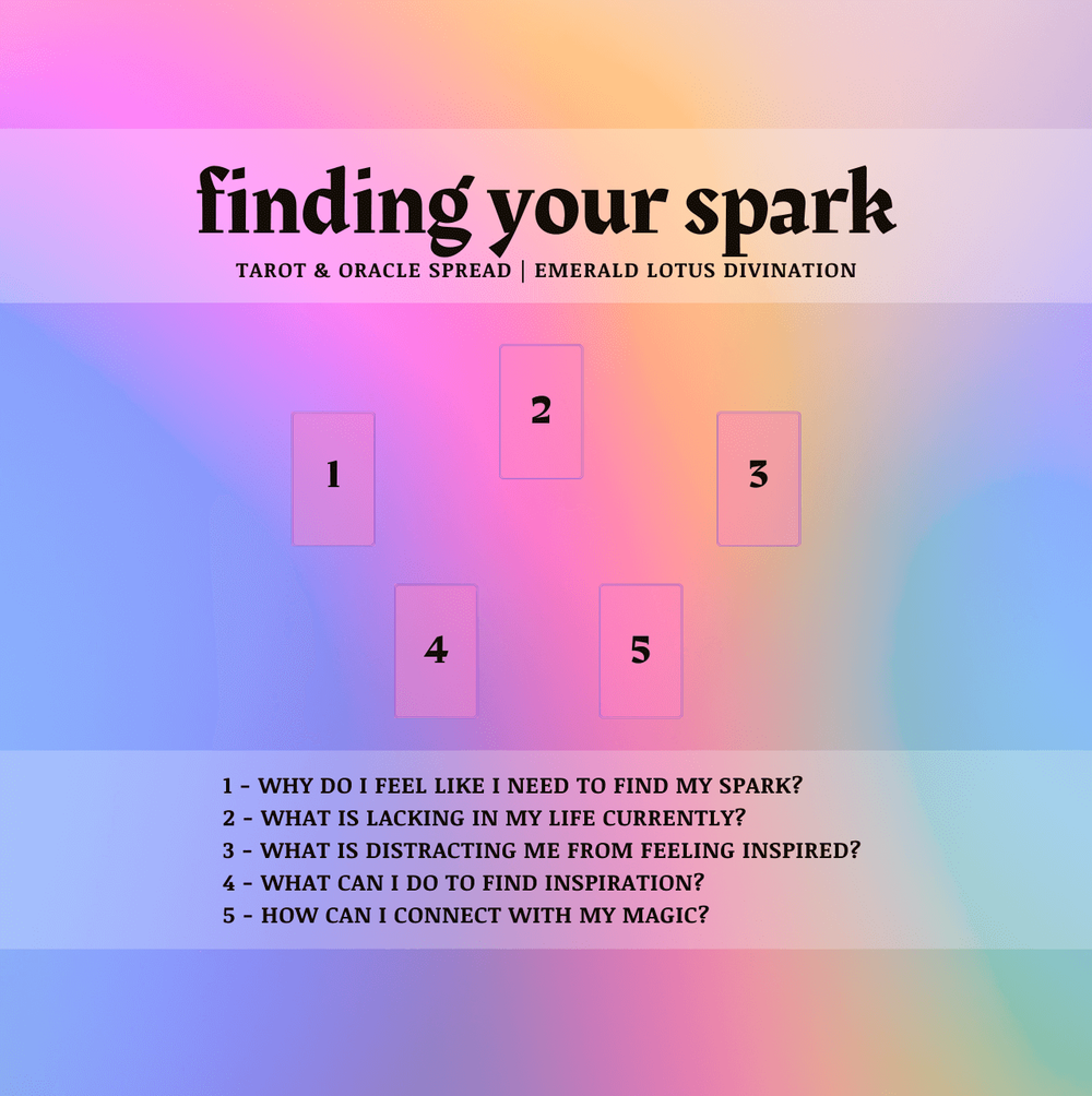 Finding Your Spark Tarot Spread — Emerald Lotus
