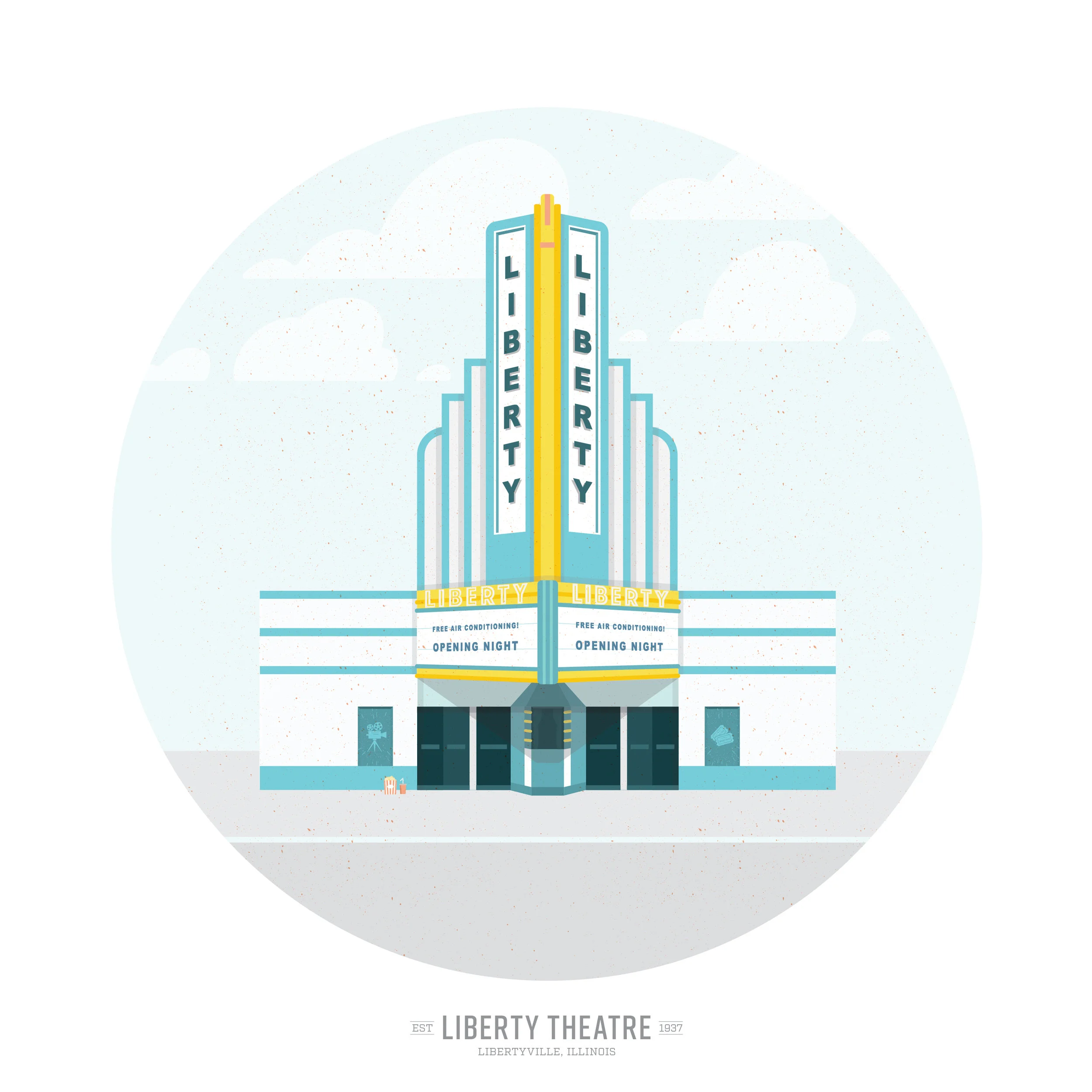 Vintage Liberty Theater - 12x12"