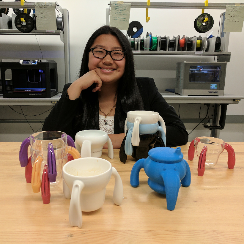 Lily Born invented The Kangaroo Cups. Lily Born saw that her grandfather who had Parkinson’s disease often spilled his drinks and wanted to find a cure for it. Born made her grandfather a cup using moldable plastic that didn’t tip over and was comfortable to hold. A few years later, she made a ceramic version of her cup for her father so that he didn’t spill coffee on his computer. The Kangaroo Cup is now the feature product of Lily’s company, Imagiroo.