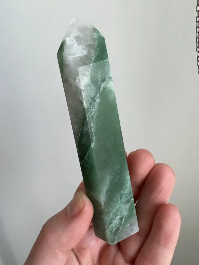 Green Aventurine and Quartz Polished Tower — Gesundheit Healing