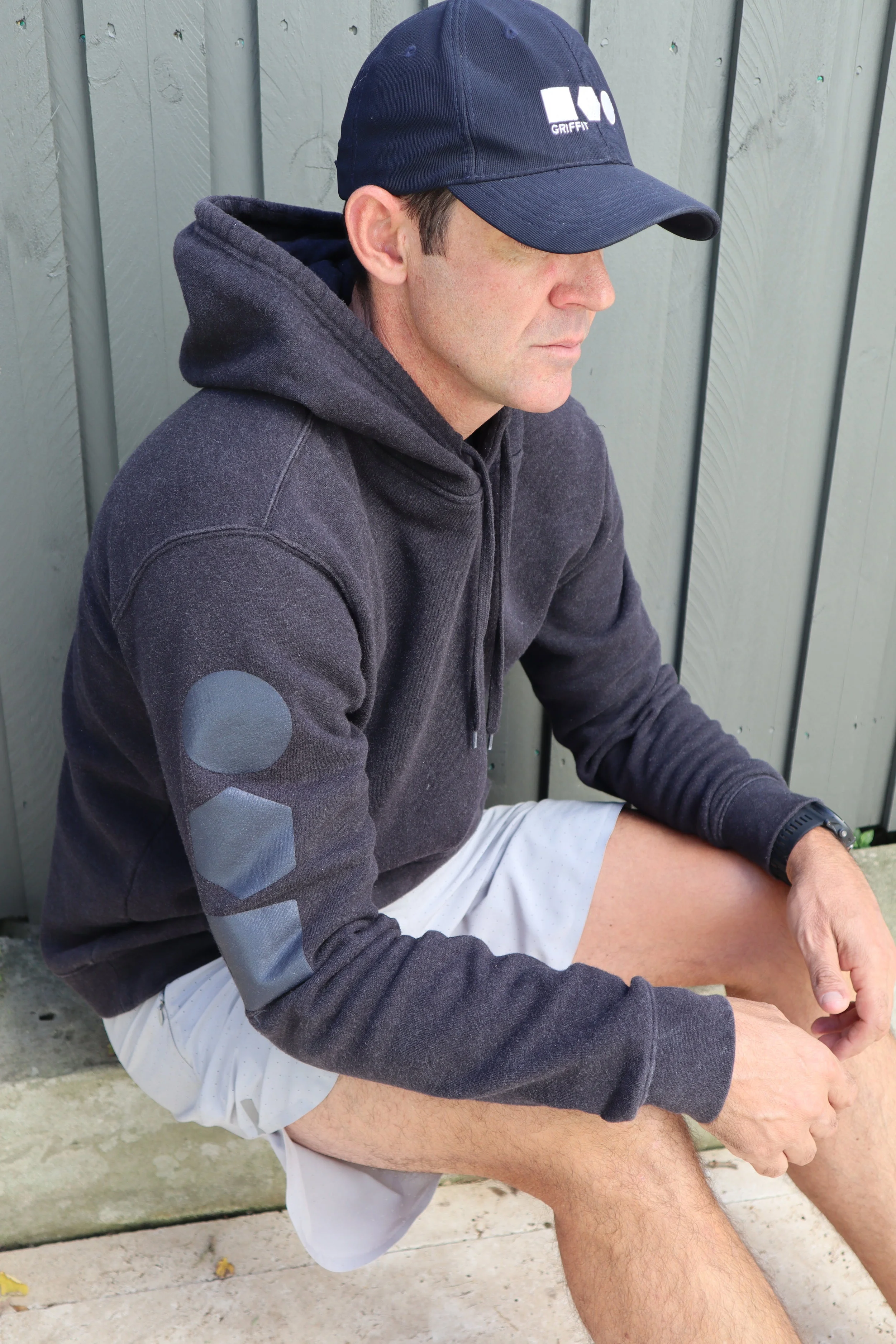 Unisex Hoodie - Charcoal with White Logo