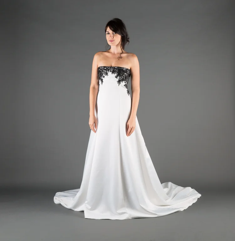 elegant black and white wedding dresses Mermaid Black Lace Wedding Dress,V-neck Bridal Gown,WD00664, US12 / Black main image 0