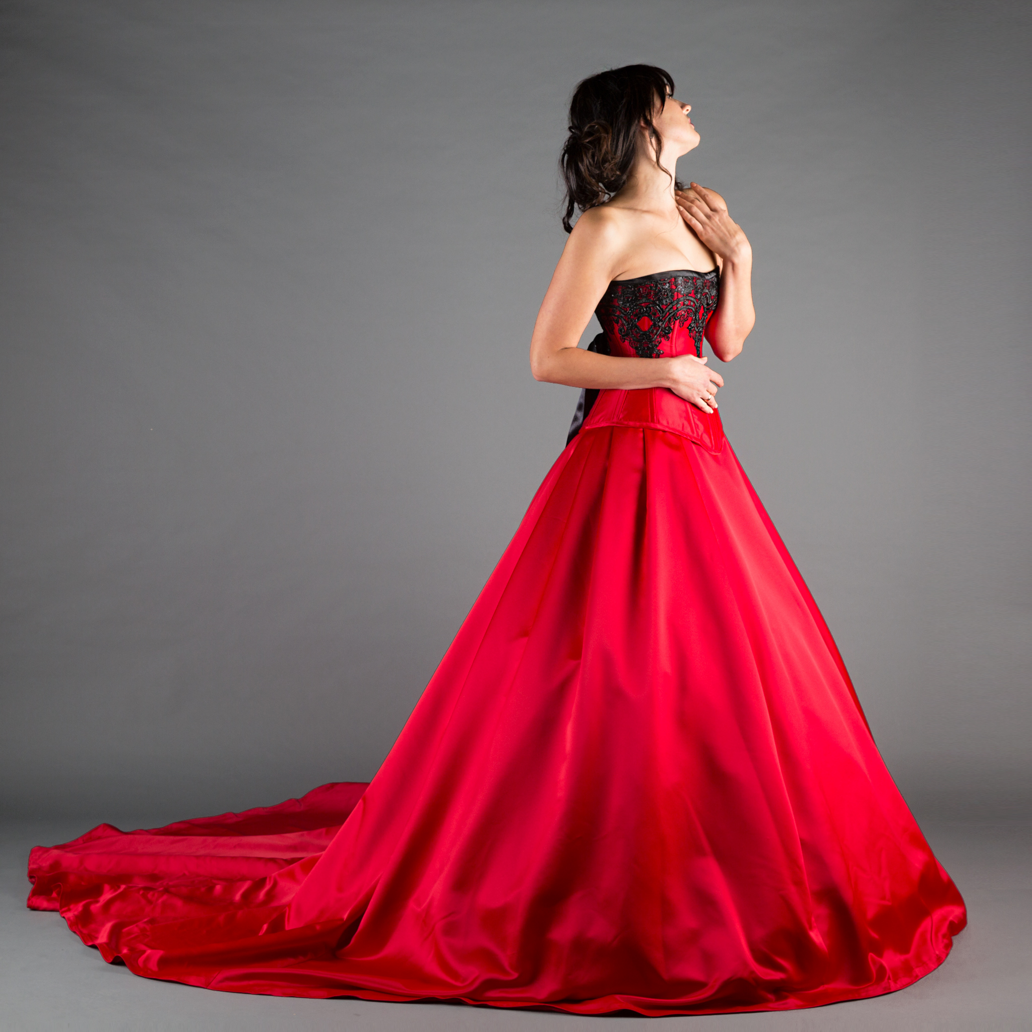 red gothic wedding dress