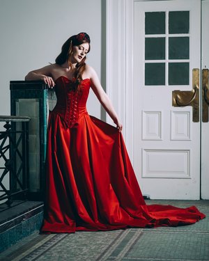 red corset wedding dress Gothic red wedding dress- Alternative wedding dress- Custom MADE TO ORDER