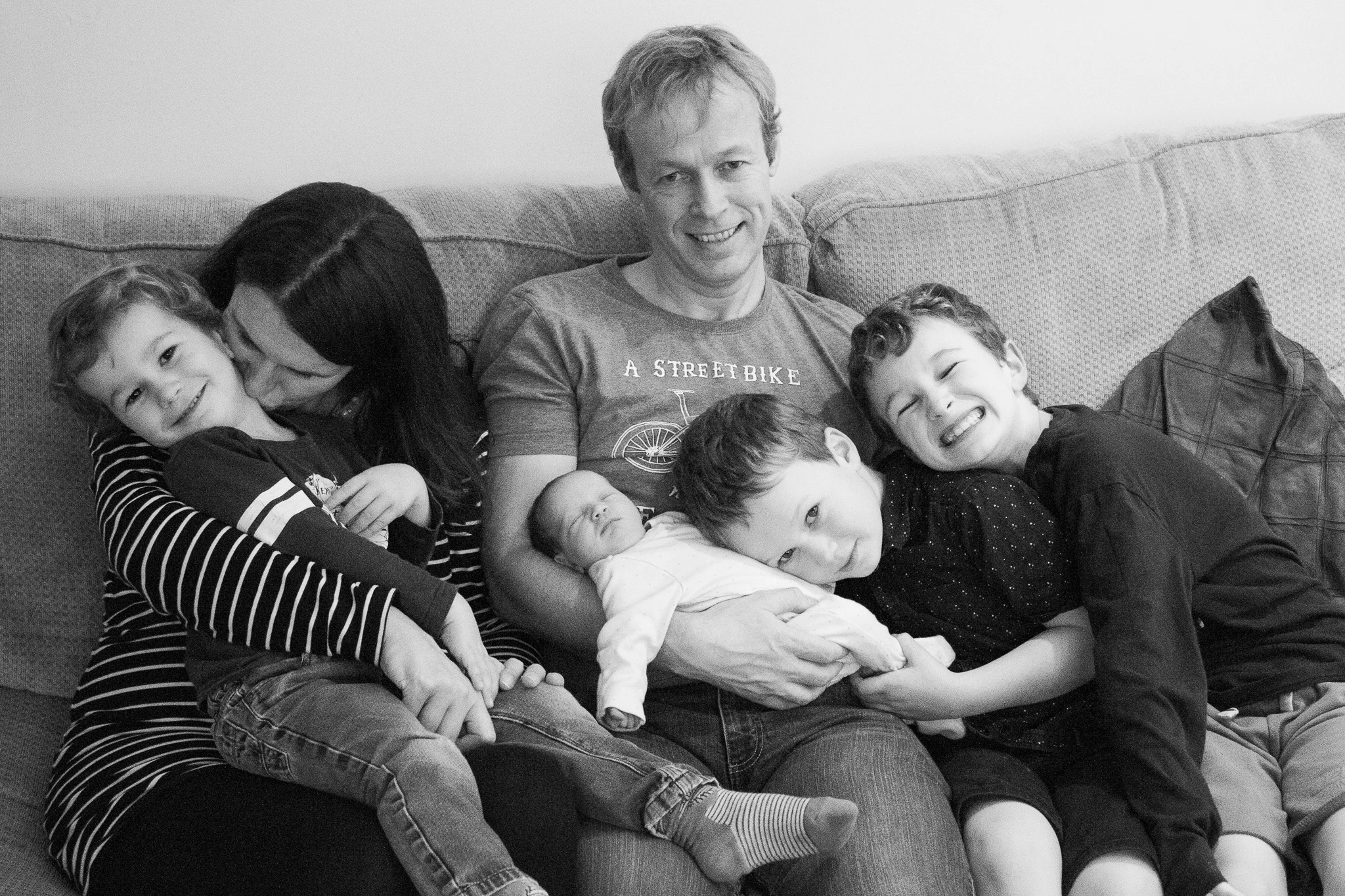 family photo in the living room