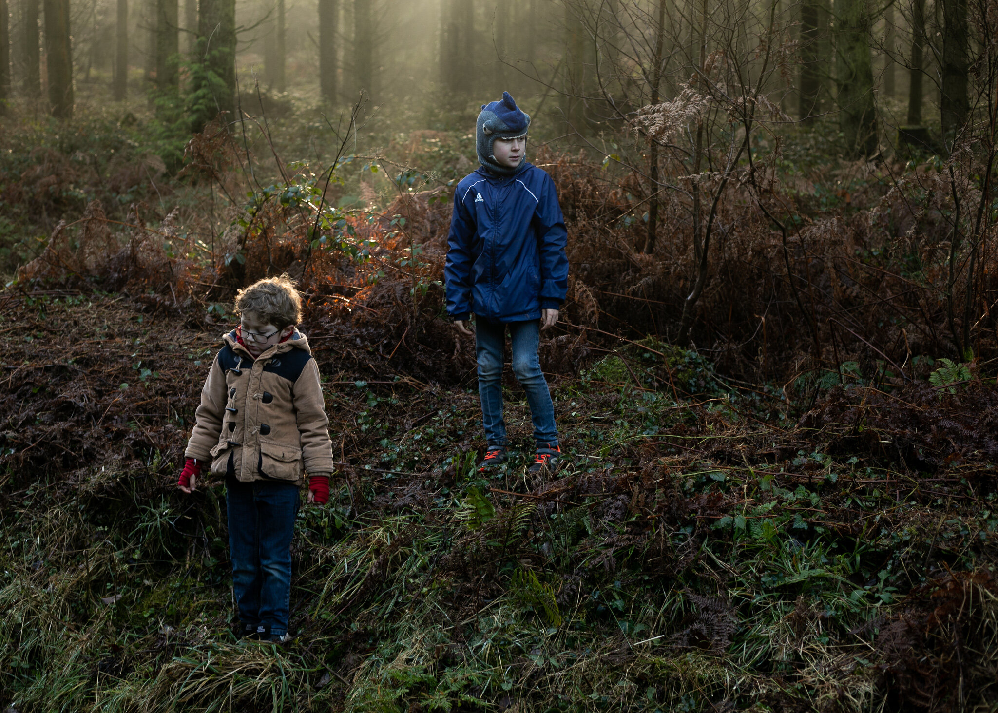 My younger two climbing and jumping in the Forest of Dean.