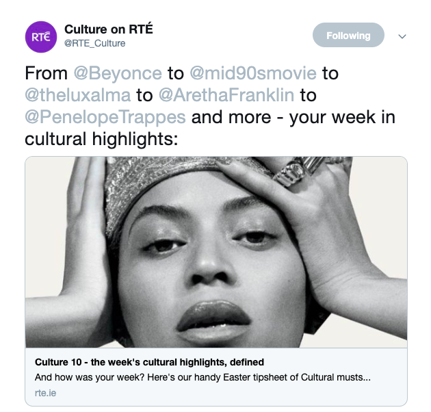 RTÉ Cultural Highlights...