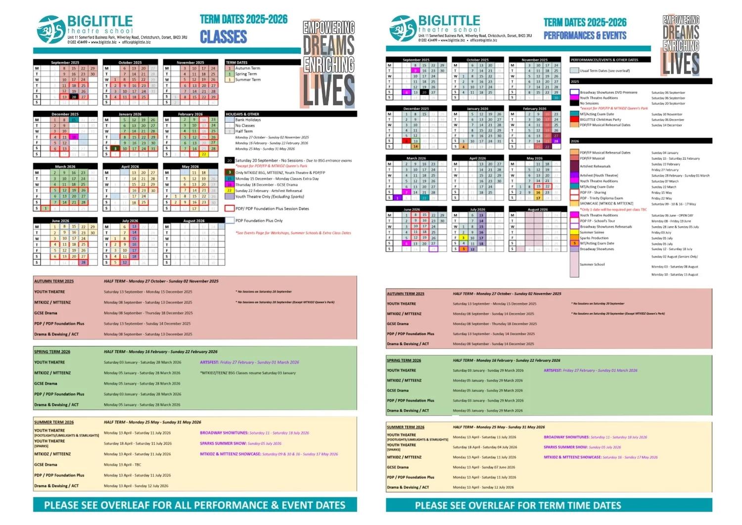 Term Dates — BIGLITTLE Theatre School