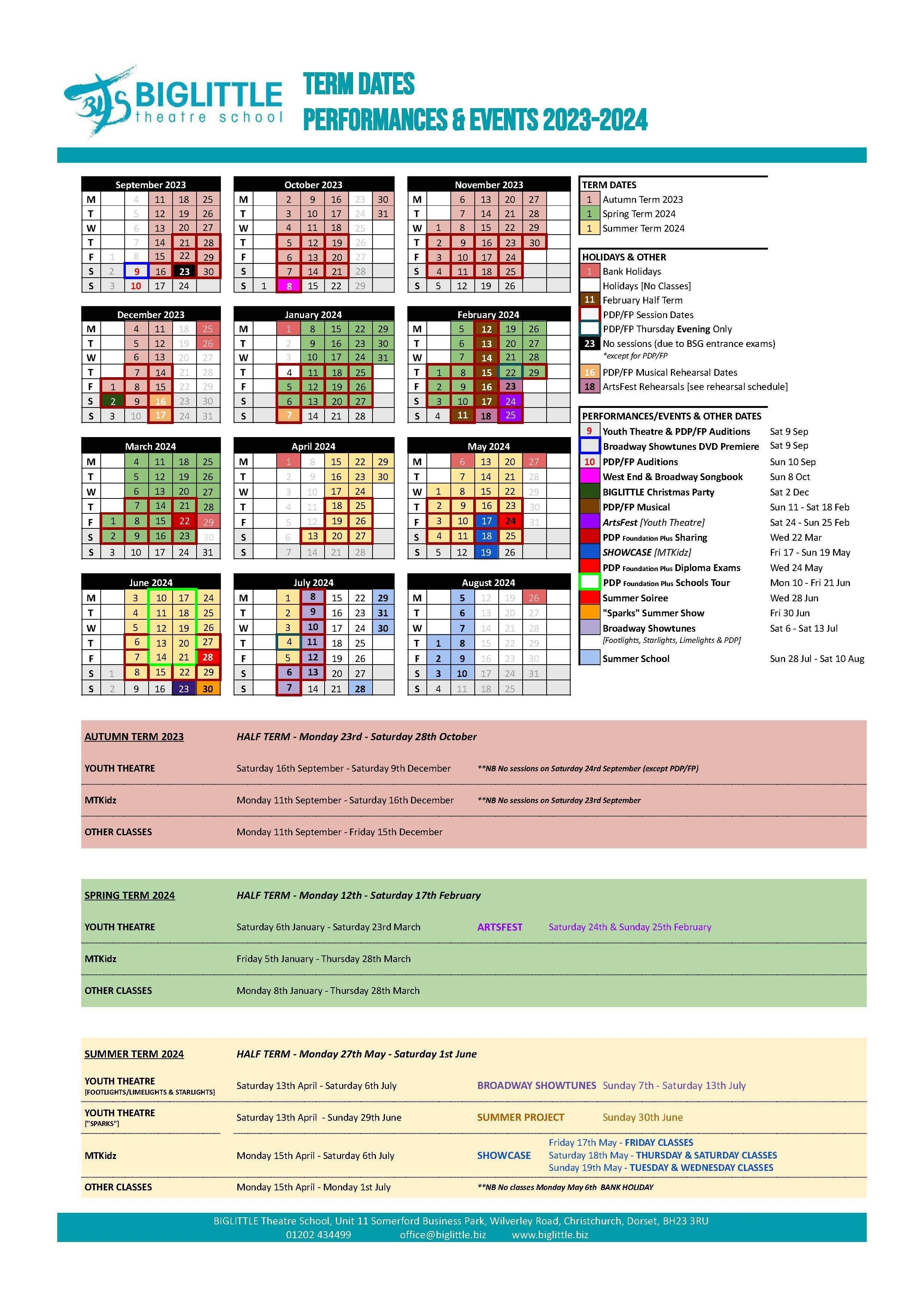 Term Dates — BIGLITTLE Theatre School
