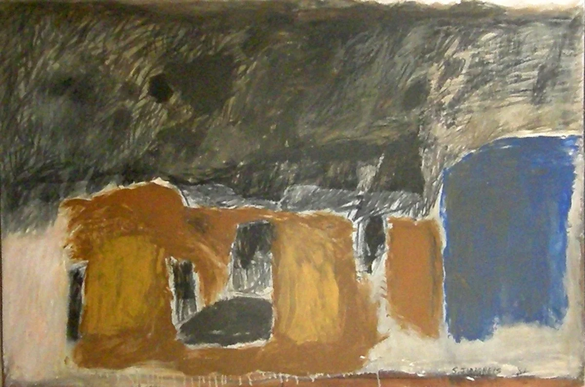  ‘Arab Village’ Acrylic and charcoal on canvas, 110 x 160 cm 