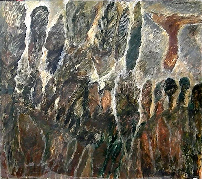  ‘Landscape with cross’, Acrylic and charcoal on canvas, 144 x 170 cm 