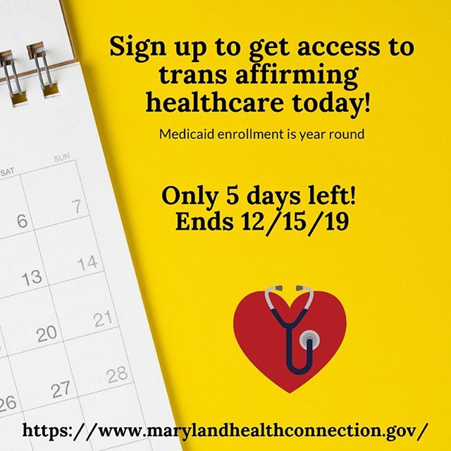 Have you signed up for health and dental insurance for 2020 yet? Did you know trans care is covered via Maryland&rsquo;s Health Exchange? Gender affirming surgery, HRT, and more are covered benefits (there may be a deductible or co-pay). Open enrollm