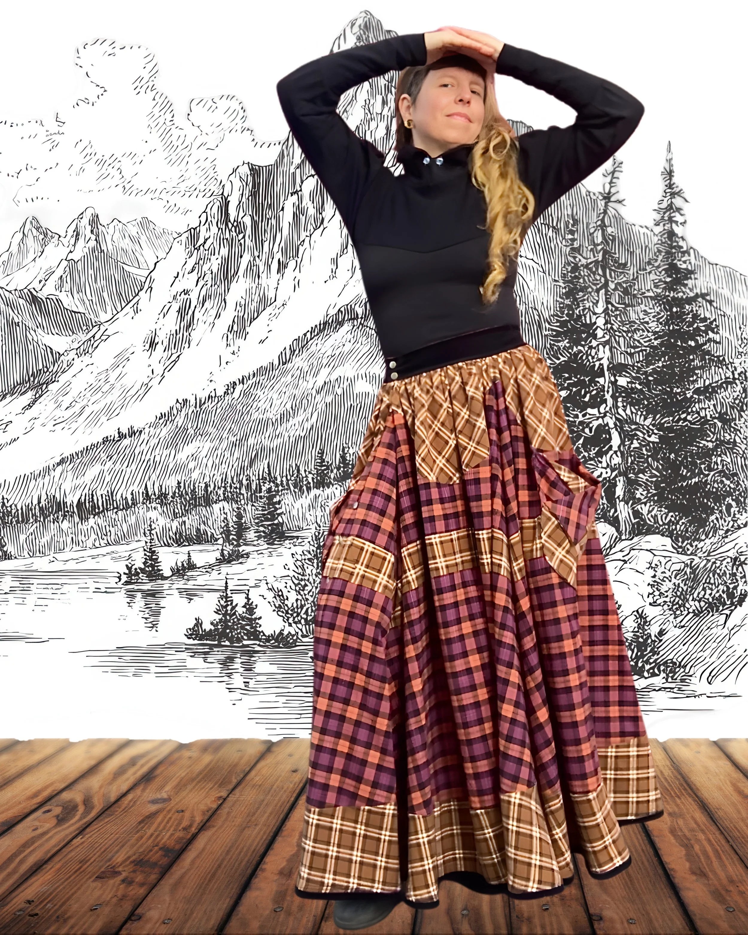 The Autumnal Regalia skirt--long plaid winter maxi skirt.