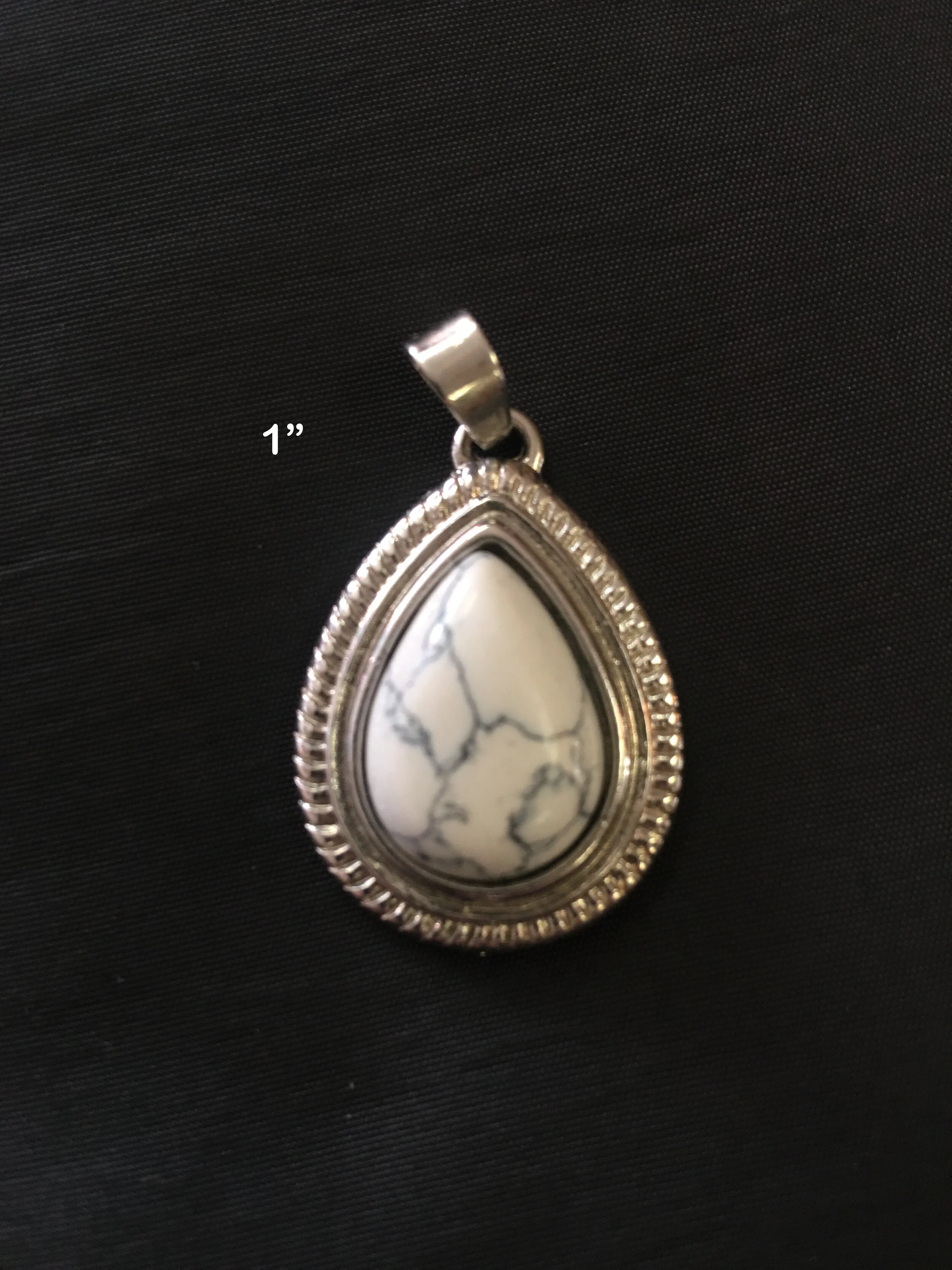 Howlite Silver Teardrop Filigree