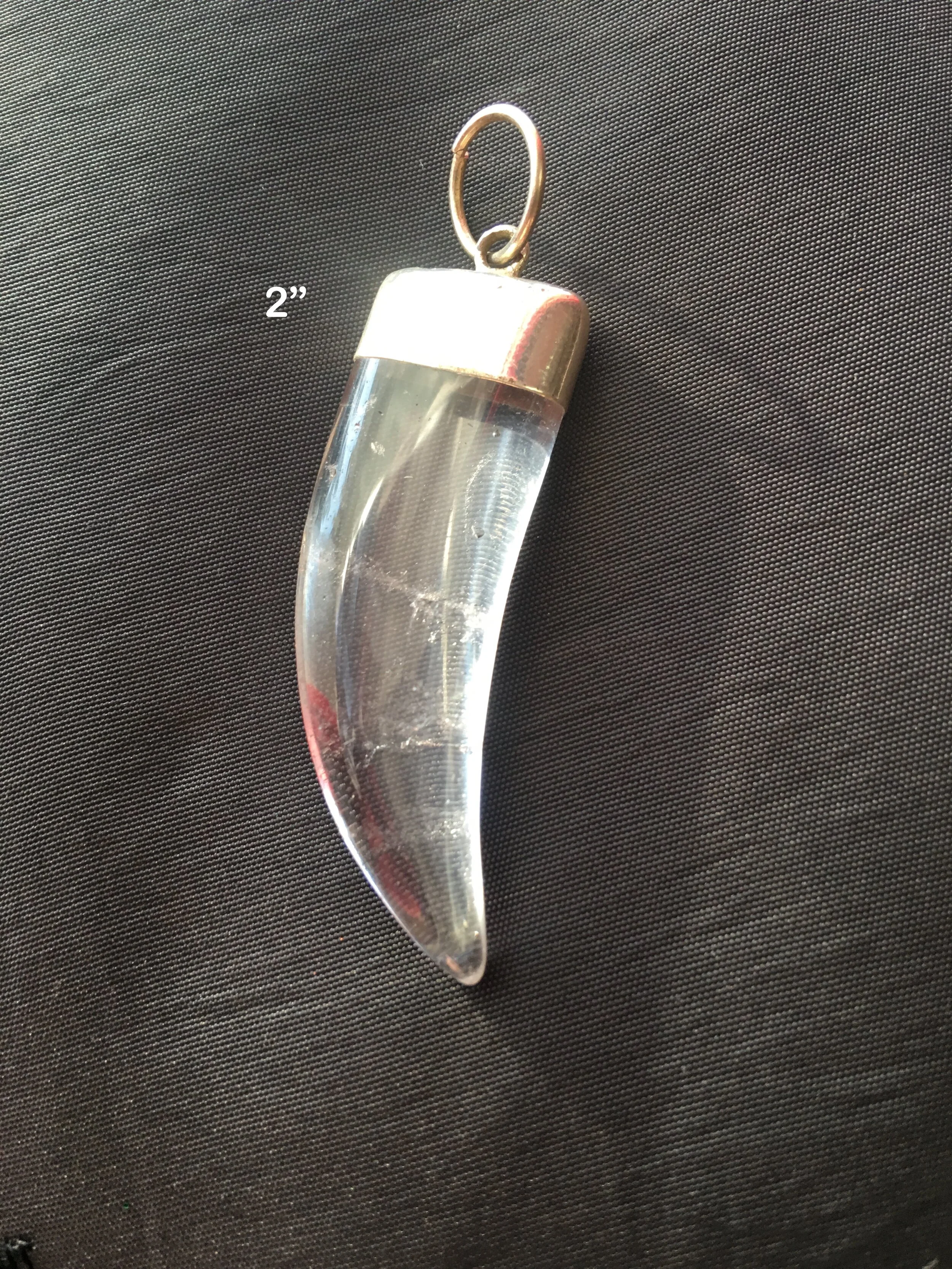 Clear Quartz Silver Shark Tooth