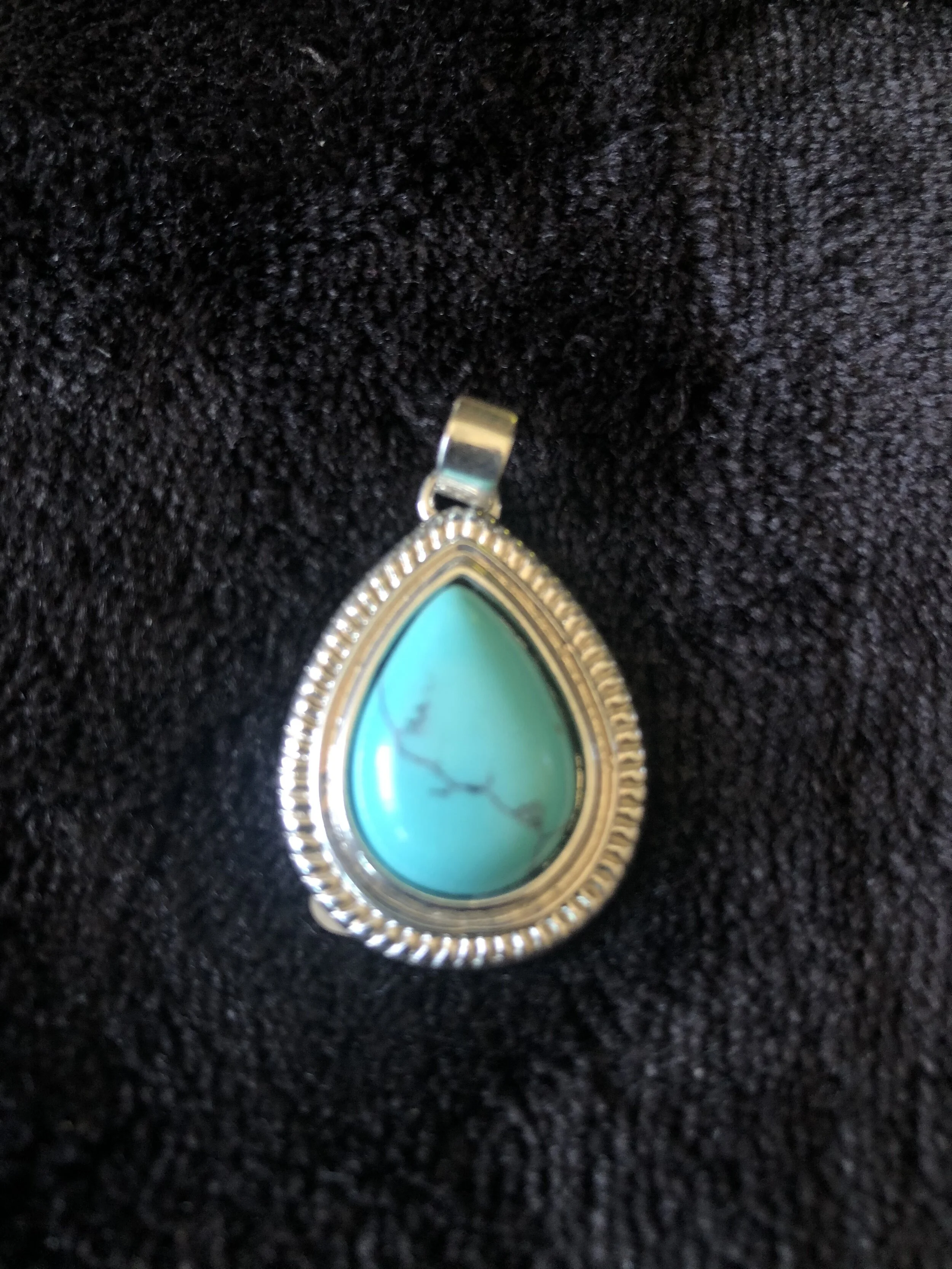 Turquoise Teardrop Silver 1"