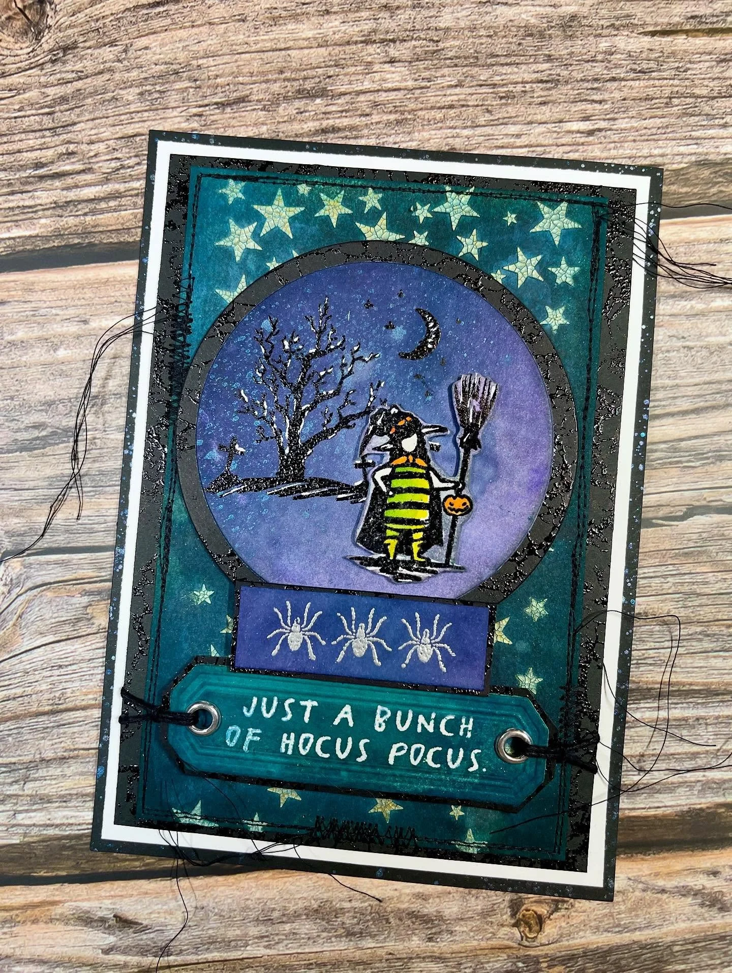 I absolutely love @artymiss&rsquo;s design of this card! I didn&rsquo;t have all of the same supplies, but I had to give it a try with what I had. She used Tim Holtz Glow-in-the-Dark grit paste for her stars (so cool!), but I experimented by starting