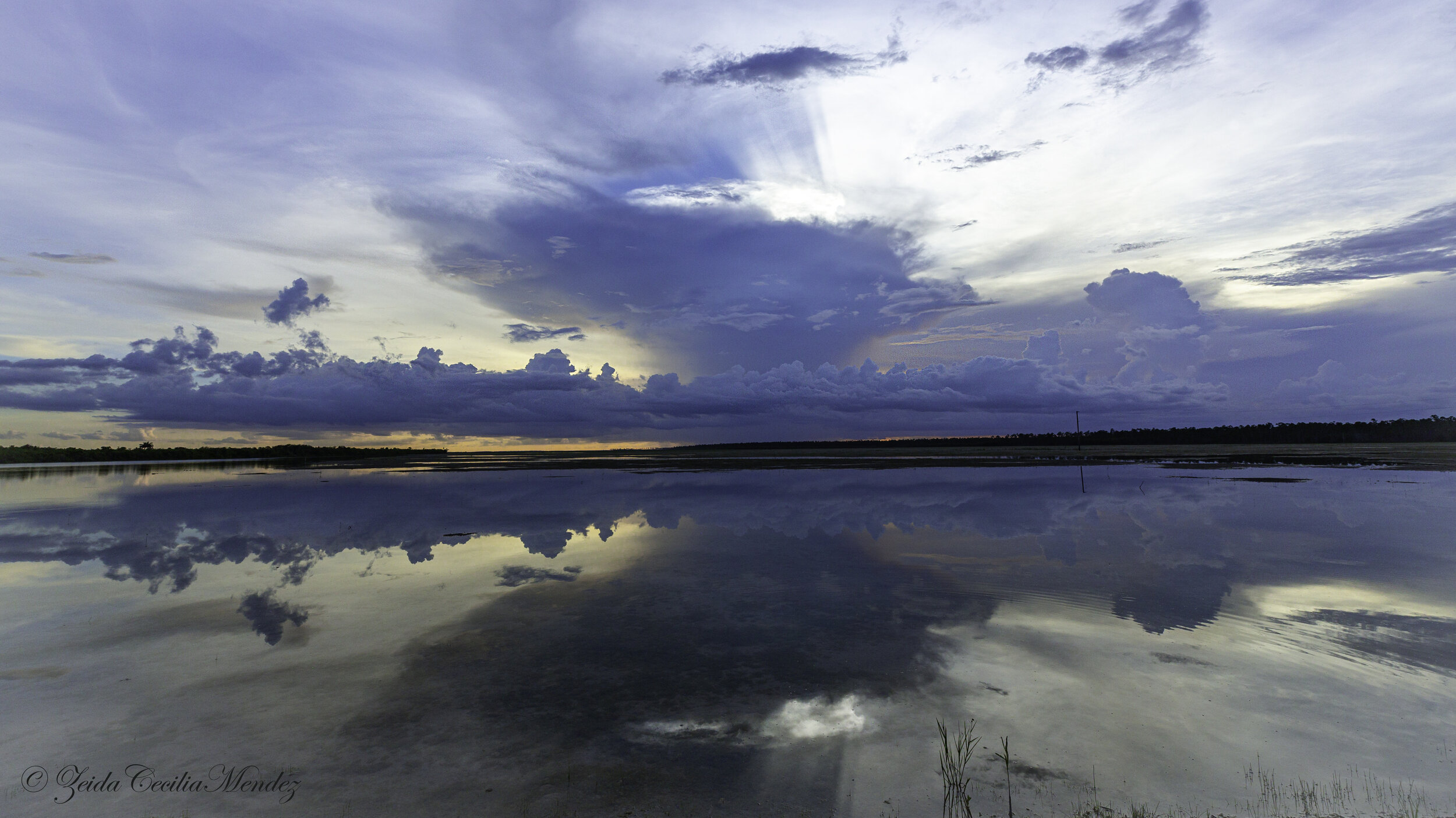 Cloudy Sunset at Long Pine Lake, Everglades