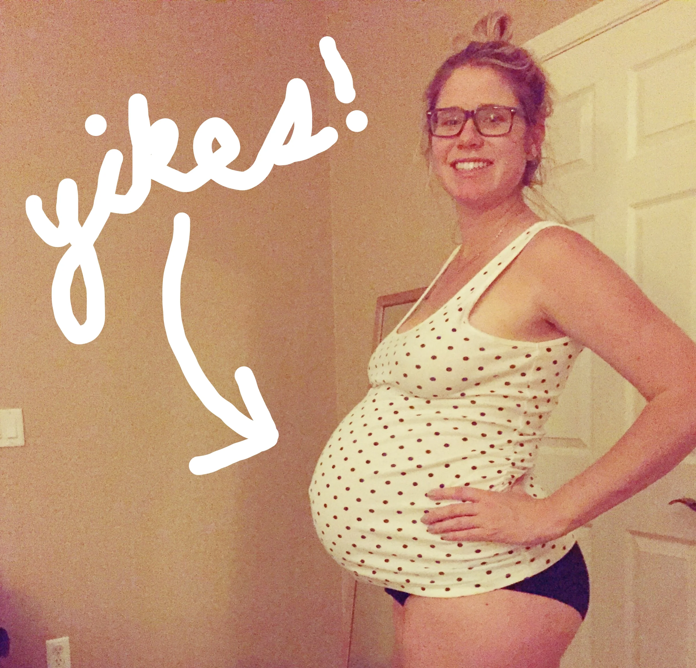 BIG breech baby inside! This was taken after my nightly ritual of acupuncture and yoga in attempt to flip baby.