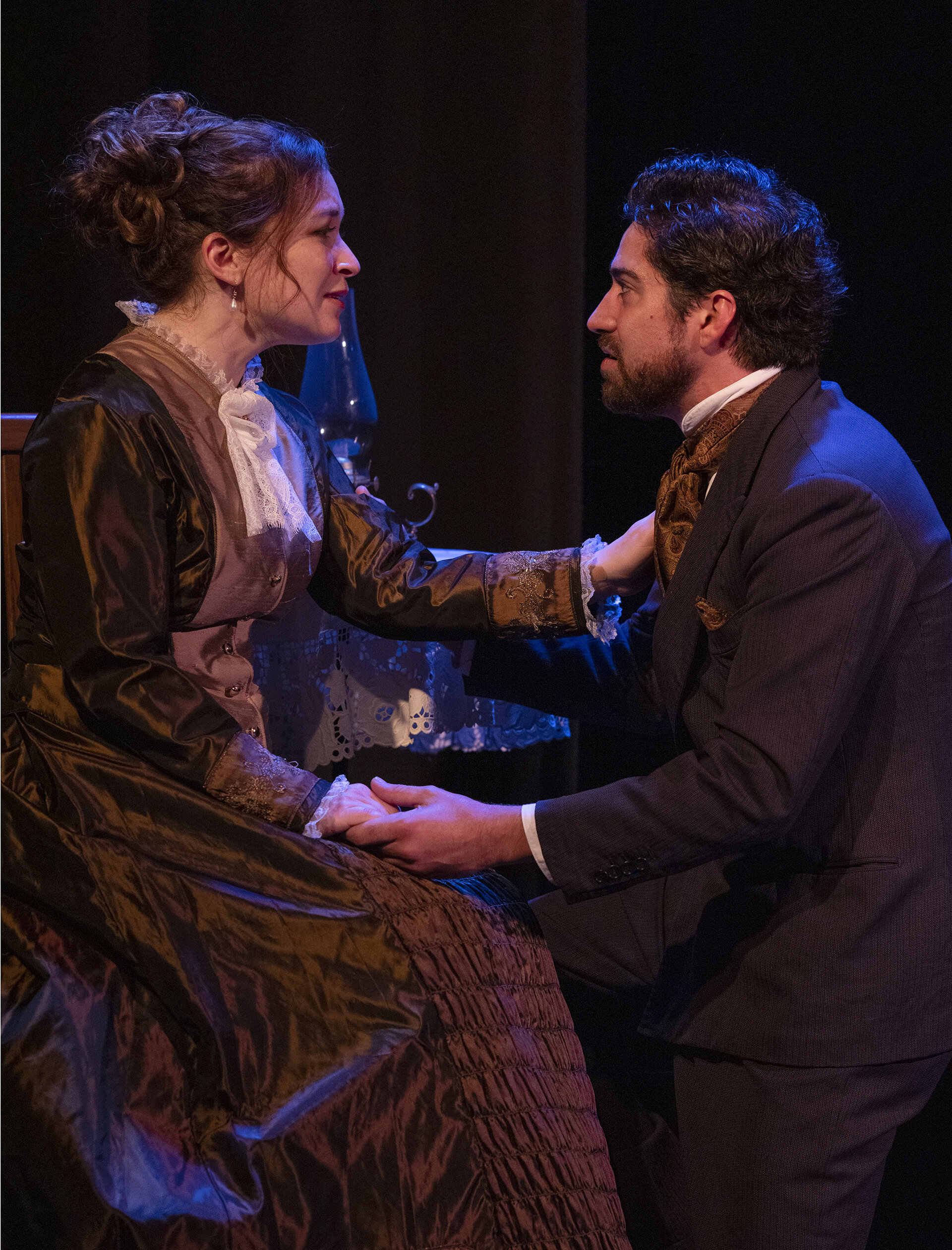 Bryn Booth as Edna Pontellier and Hunter Hnat as Robert LeBrun. Photo by Tim Fuller.