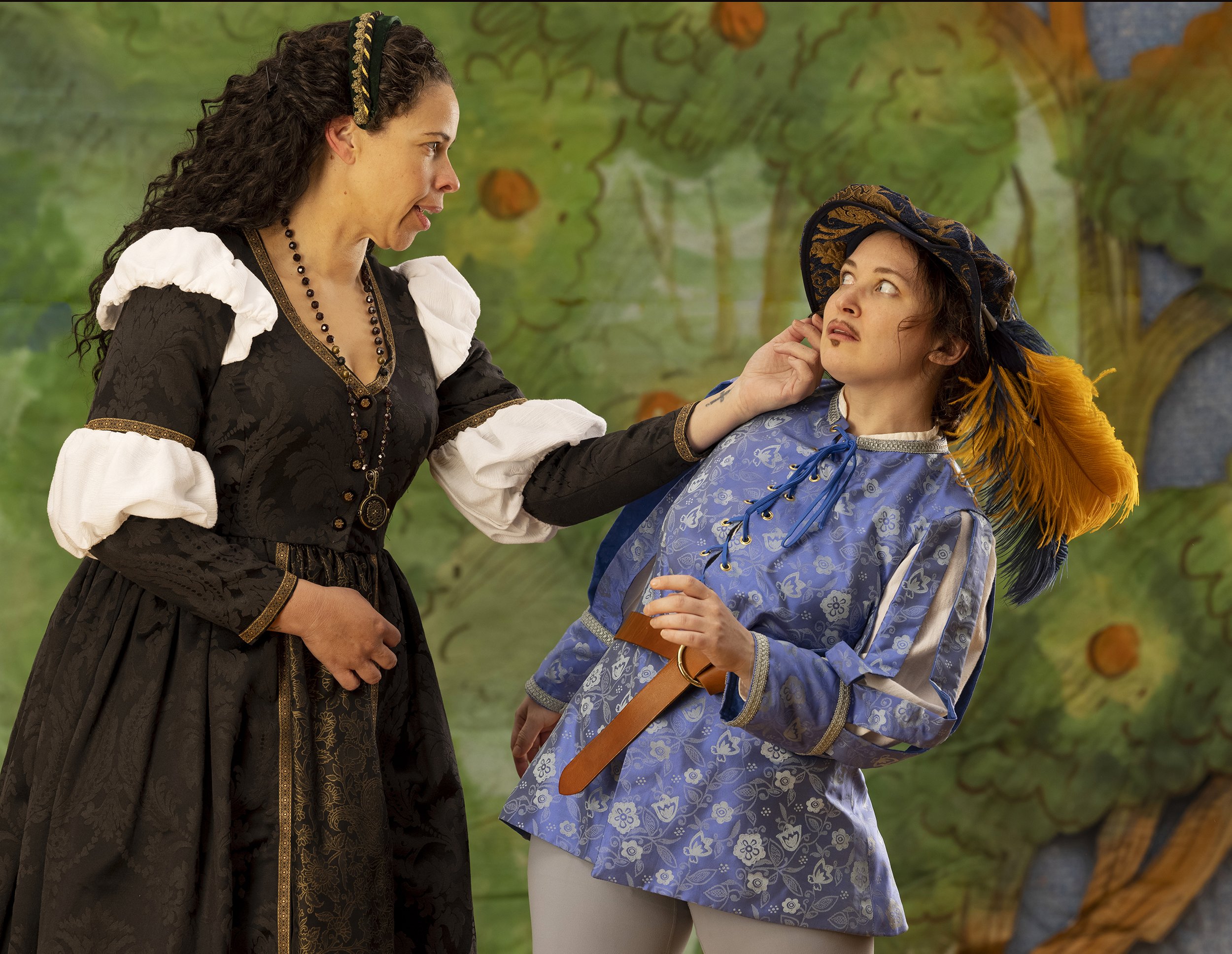 Carley Elizabeth Preston as Olivia and Bryn Booth as Viola in Twelfth Night. Photo by Tim Fuller.