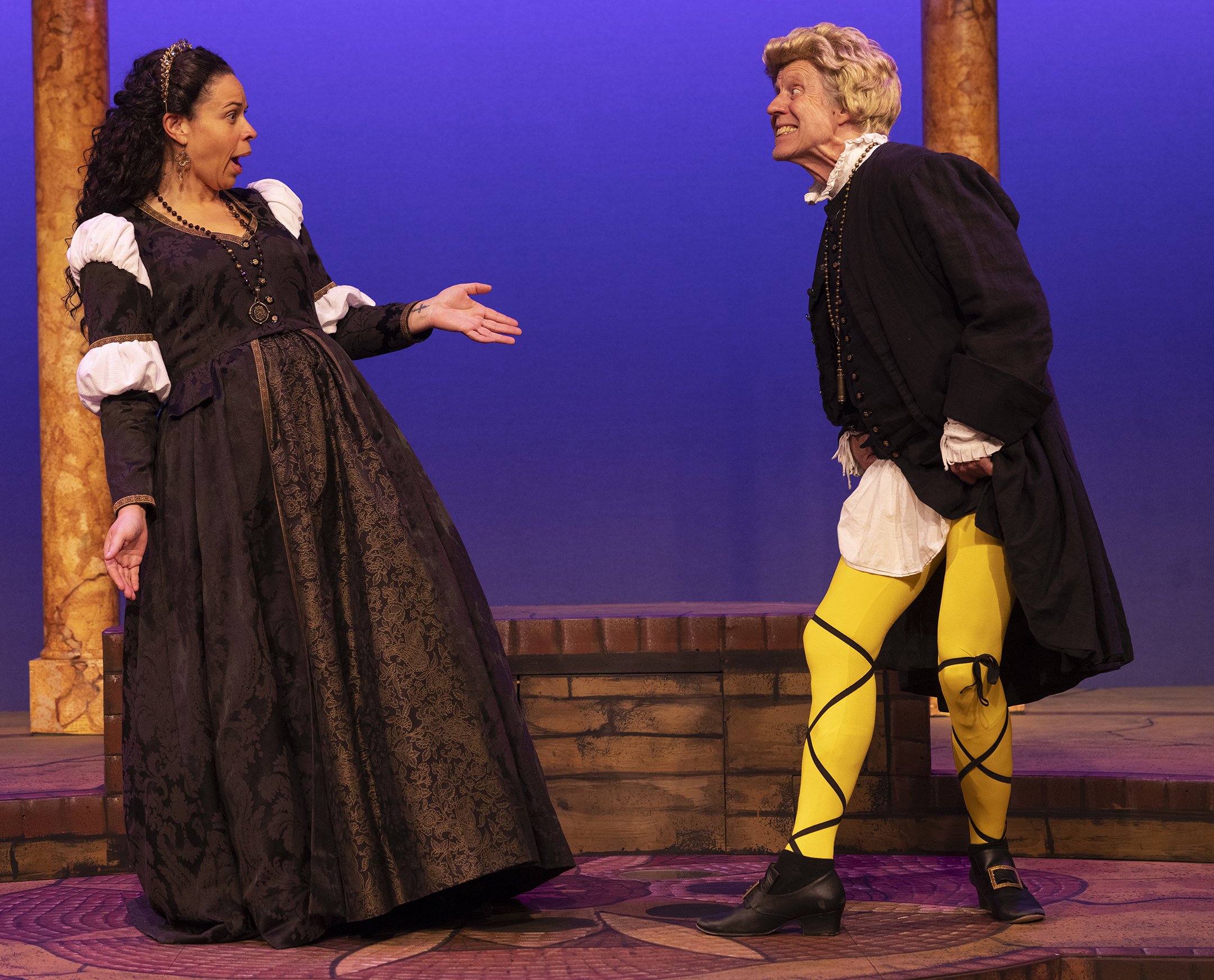 Carley Elizabeth Preston as Olivia and Joseph McGrath as Malvolio. Photo by Tim Fuller.