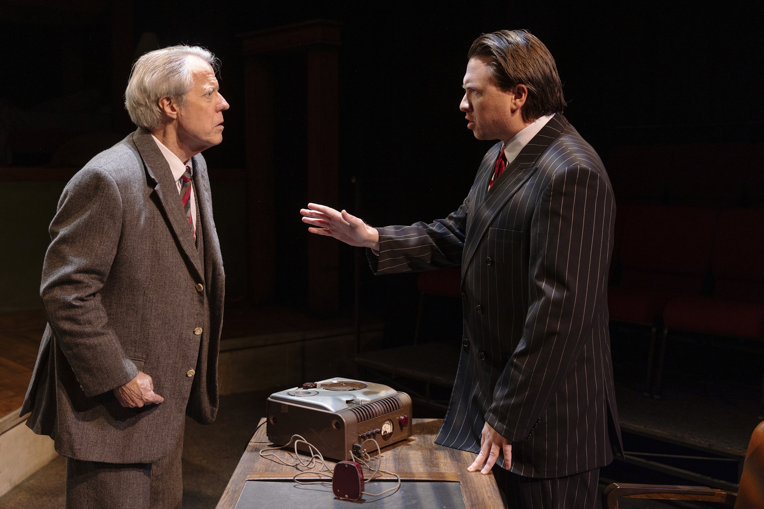 Joseph McGrath as Willy Loman and Aaron Shand as Howard Wagner. Photo by Tim Fuller.