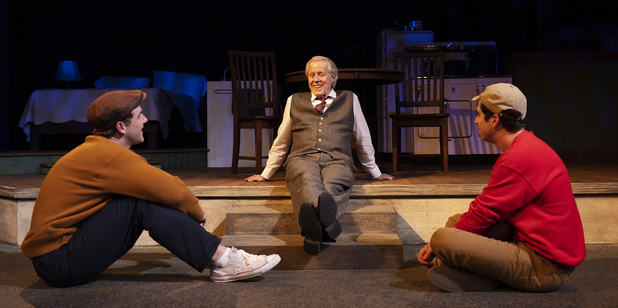 Christopher Johnson as Biff, Joseph McGrath as Willy Loman and Hunter Hnat as Happy. Photo by Tim Fuller.