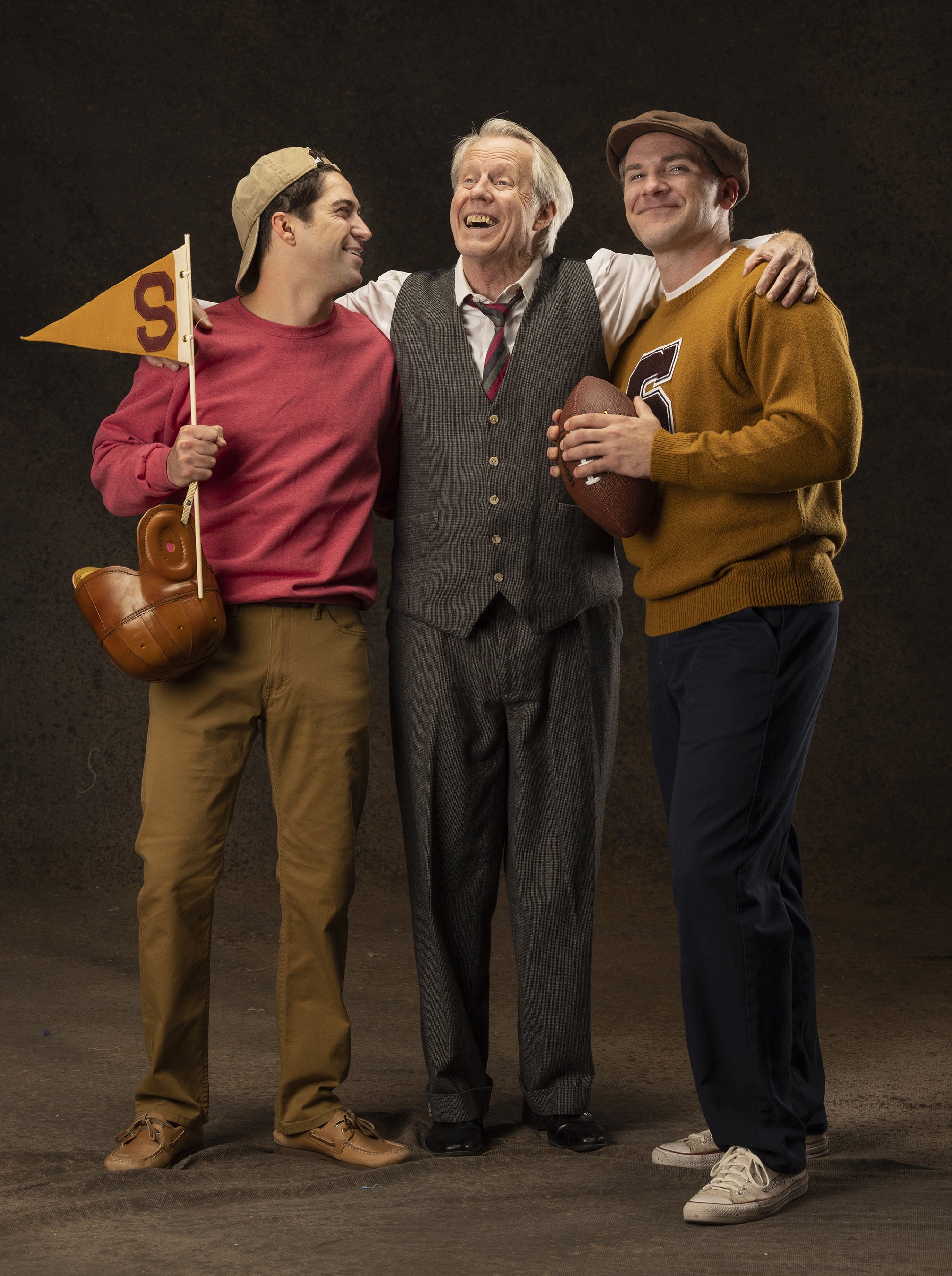 Hunter Hnat as Happy, Joseph McGrath as Willy Loman and Christopher Johnson as Biff. Photo by Tim Fuller.