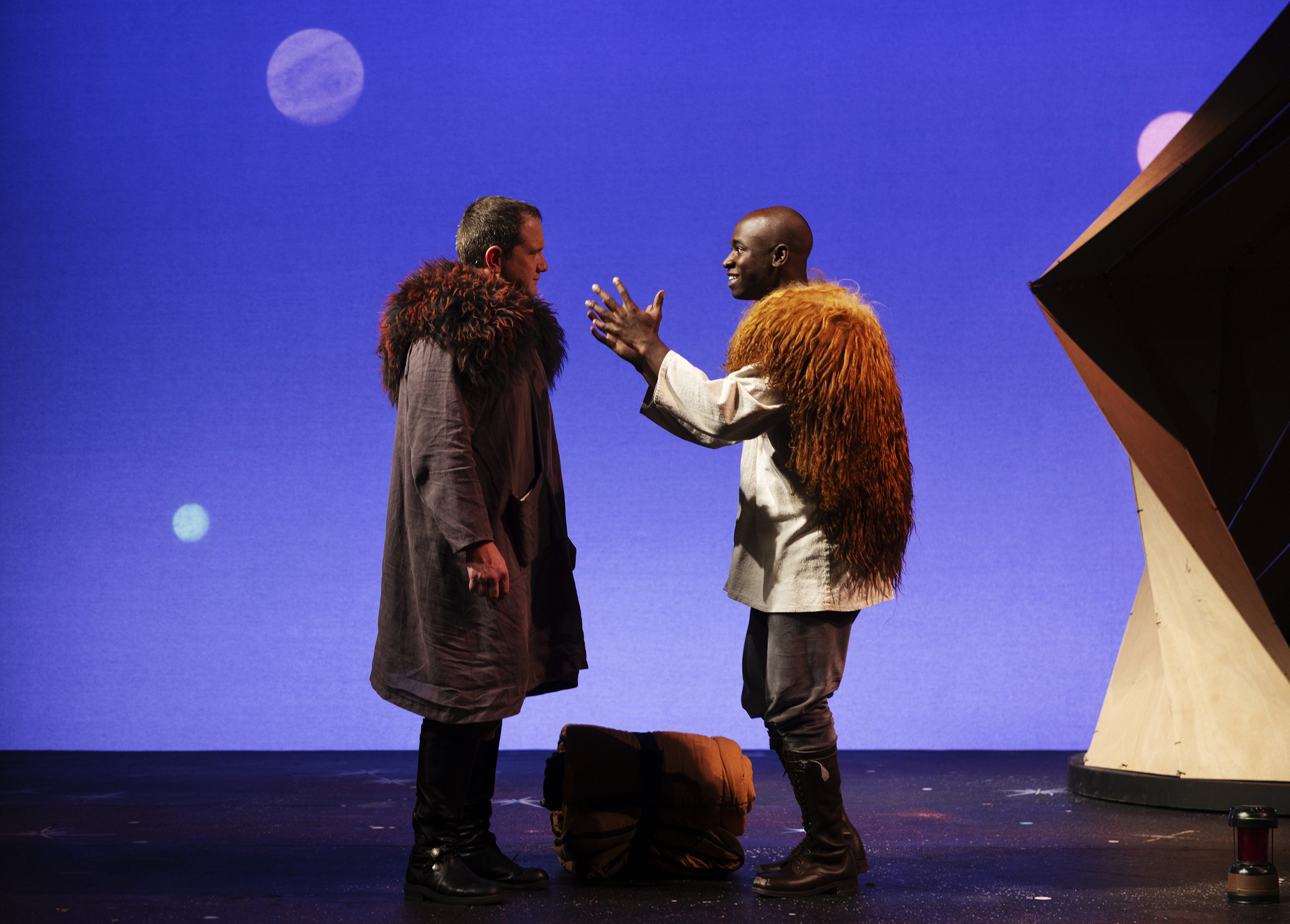 Matt Walley as Estraven and Kevin Aoussou as Genly Ai. Photo courtesy of Tim Fuller.