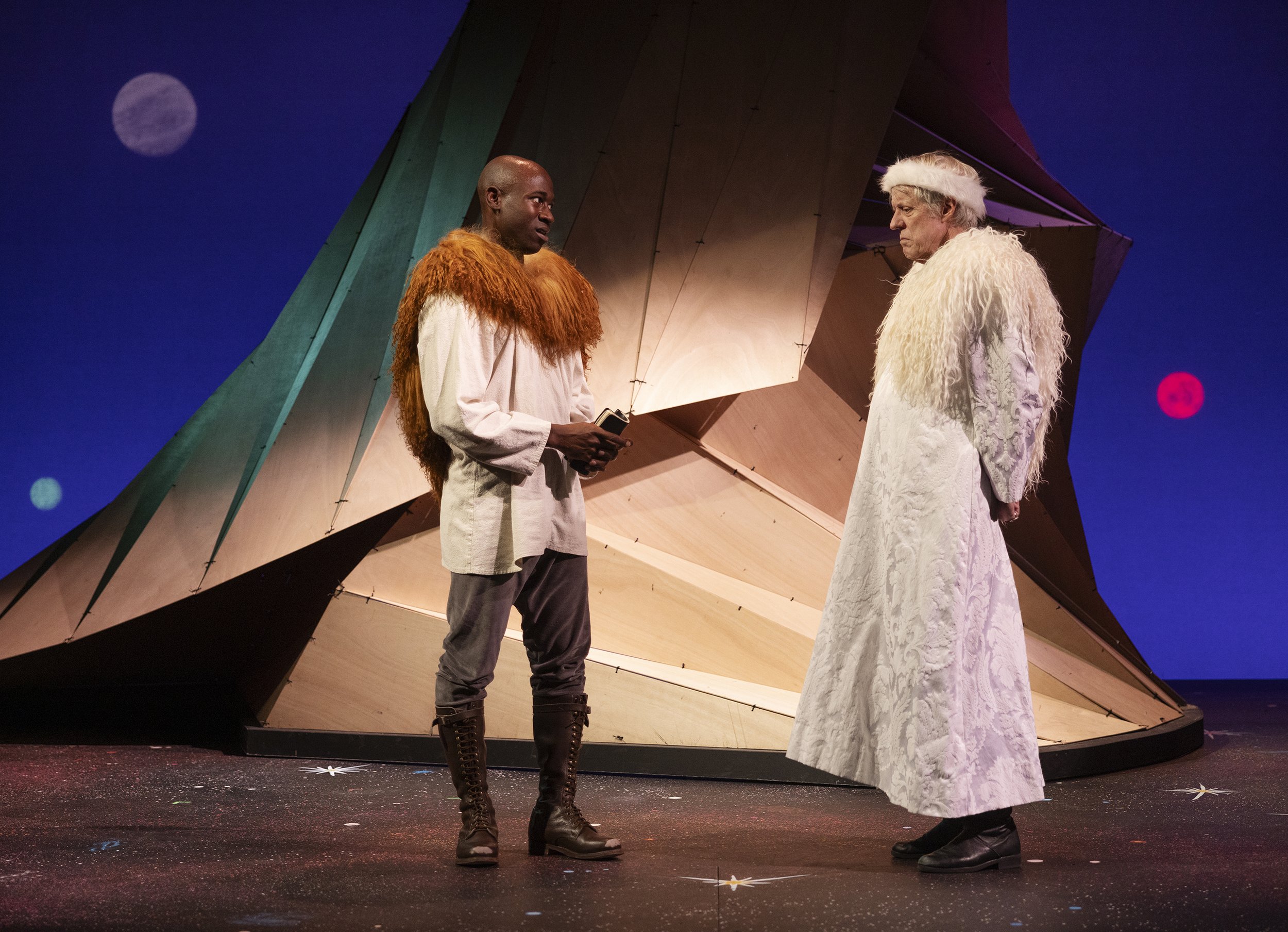 Kevin Aoussou as Genly Ai and Joseph McGrath as King Argaven. Photo courtesy of Tim Fuller.