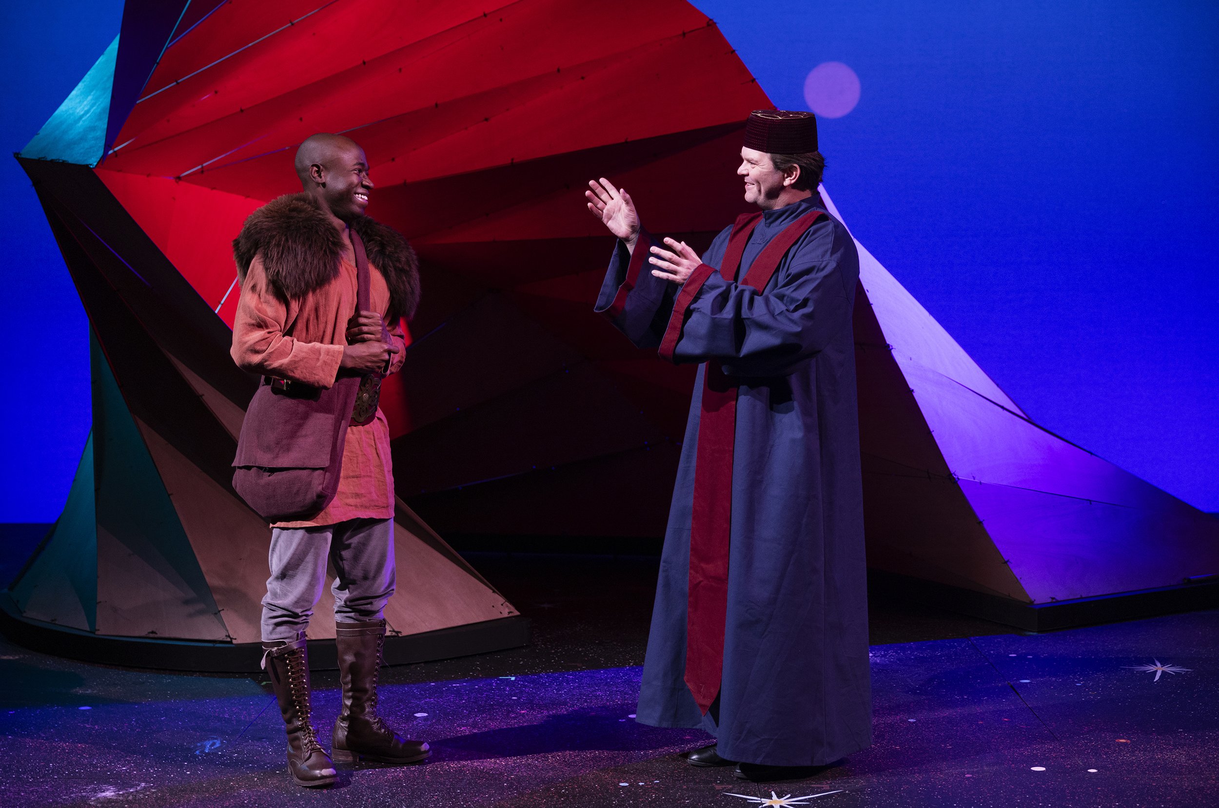 Kevin Aoussou as Genly Ai and Ryan Parker Knox as Tibe. Photo courtesy of Tim Fuller.
