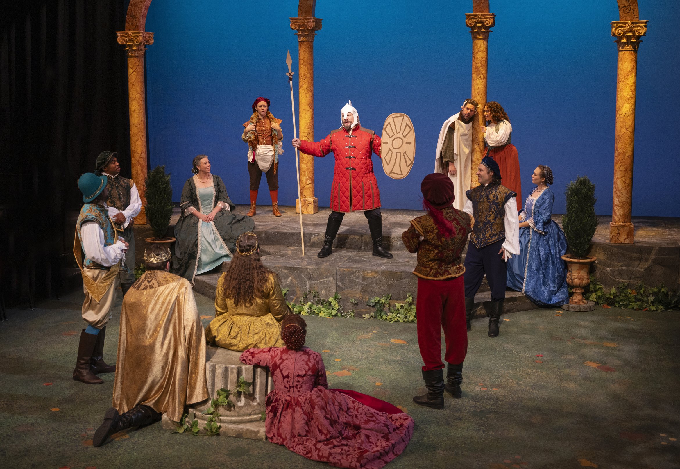 The courts of France and Navarre watch the presentation of The Nine Worthies. Photo by Tim Fuller.