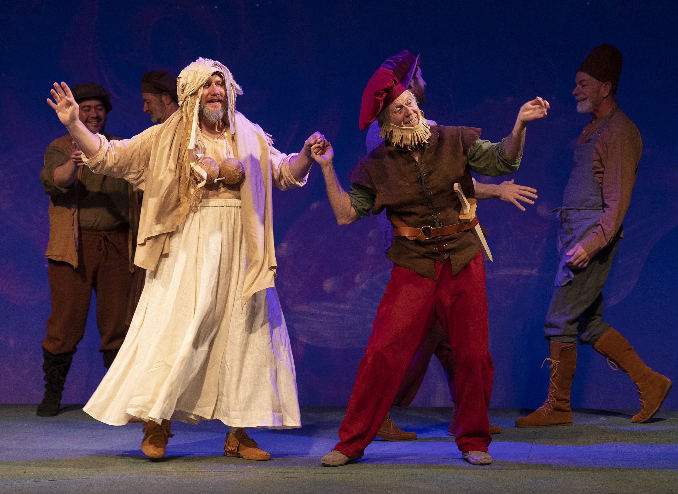 Matt Walley as Francis Flute and Joseph McGrath as Nick Bottom portraying Thisbe and Pyramus. Photo by Tim Fuller.