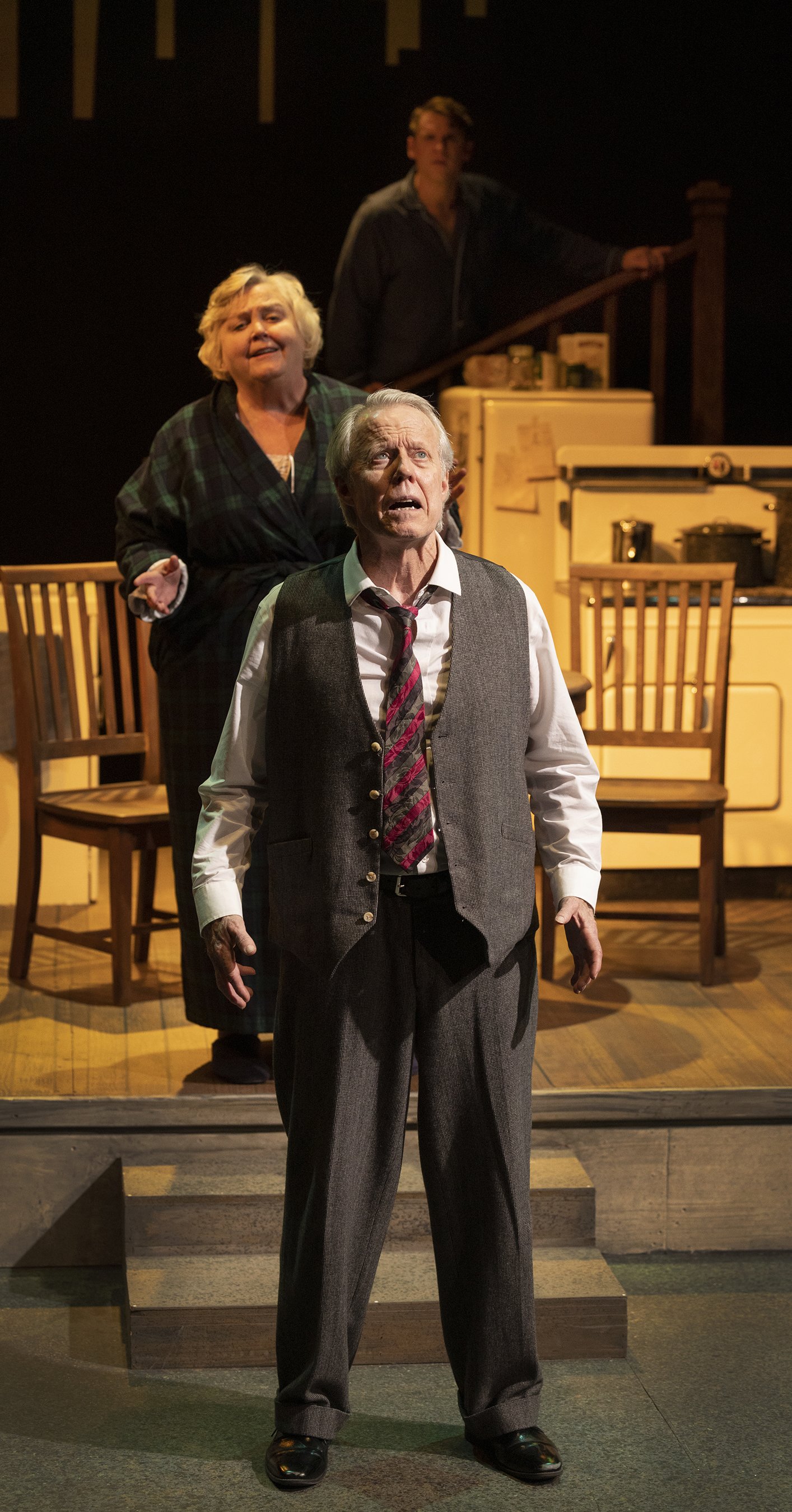 Joseph McGrath as Willy Loman, Cynthia Meier as Linda and Christopher Johnson as Biff. Photo by Tim Fuller.