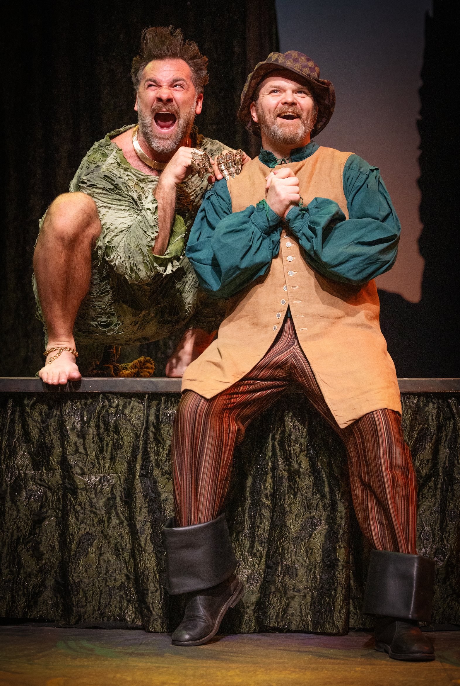Christopher Johnson as Caliban with Ryan Parker Knox as Stephano. Photo by Tim Fuller ©2026