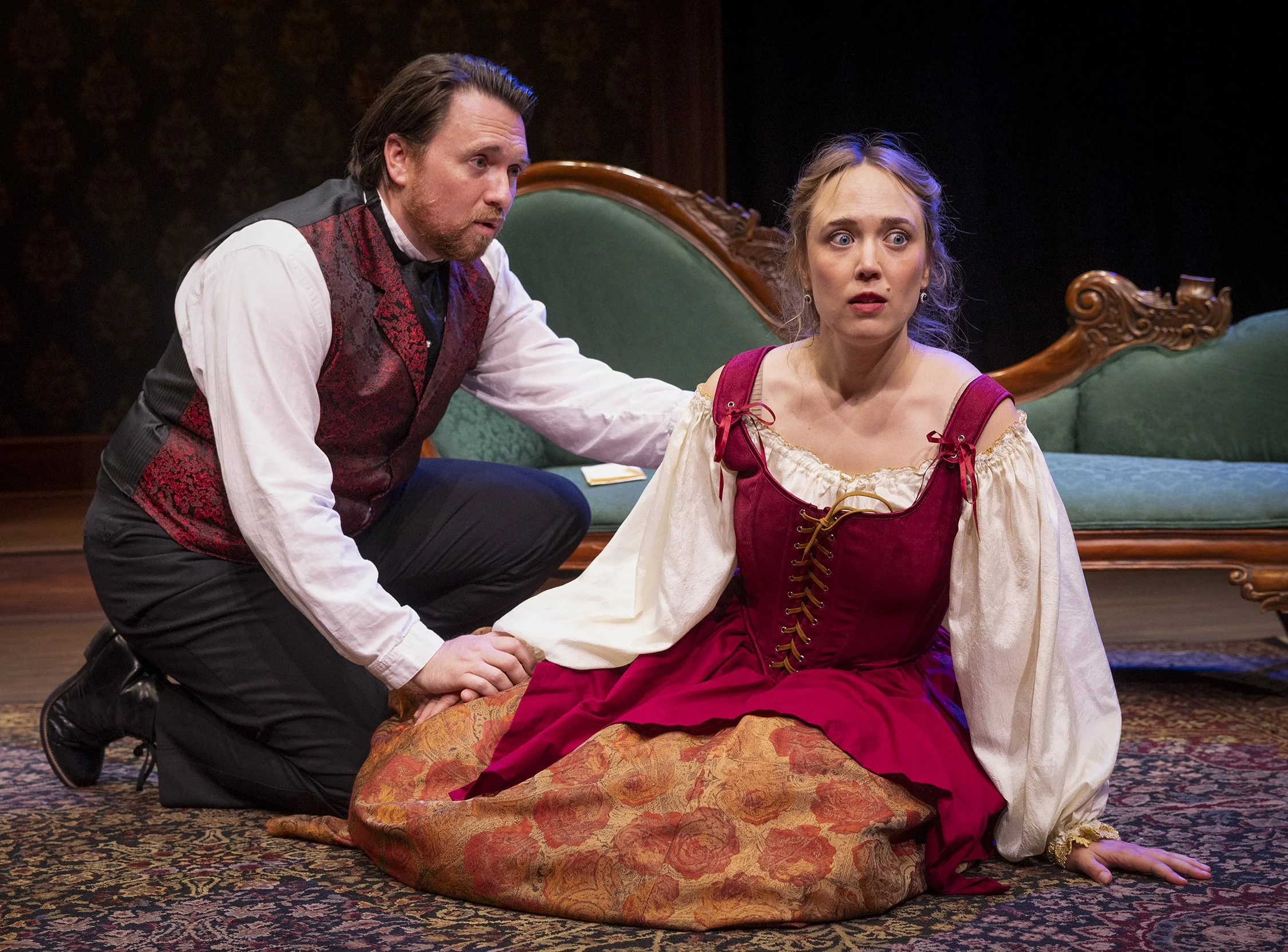 Aaron Shand as Torvald and Sophie Gibson-Rush as Nora. Photo by Tim Fuller ©2026