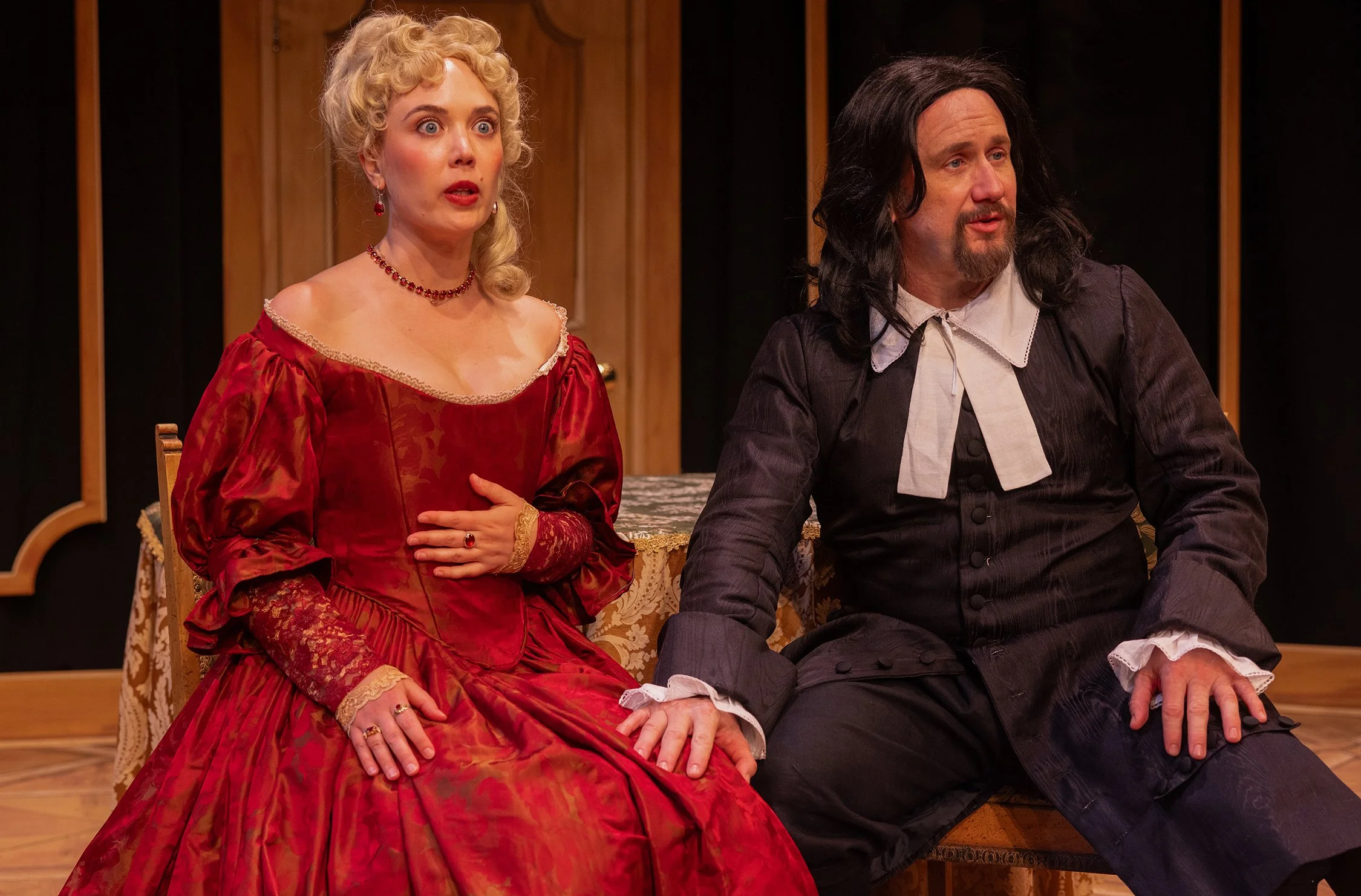 Sophie Gibson-Rush as Elmire and Matt Walley as Tartuffe. Photo by Tim Fuller ©2025