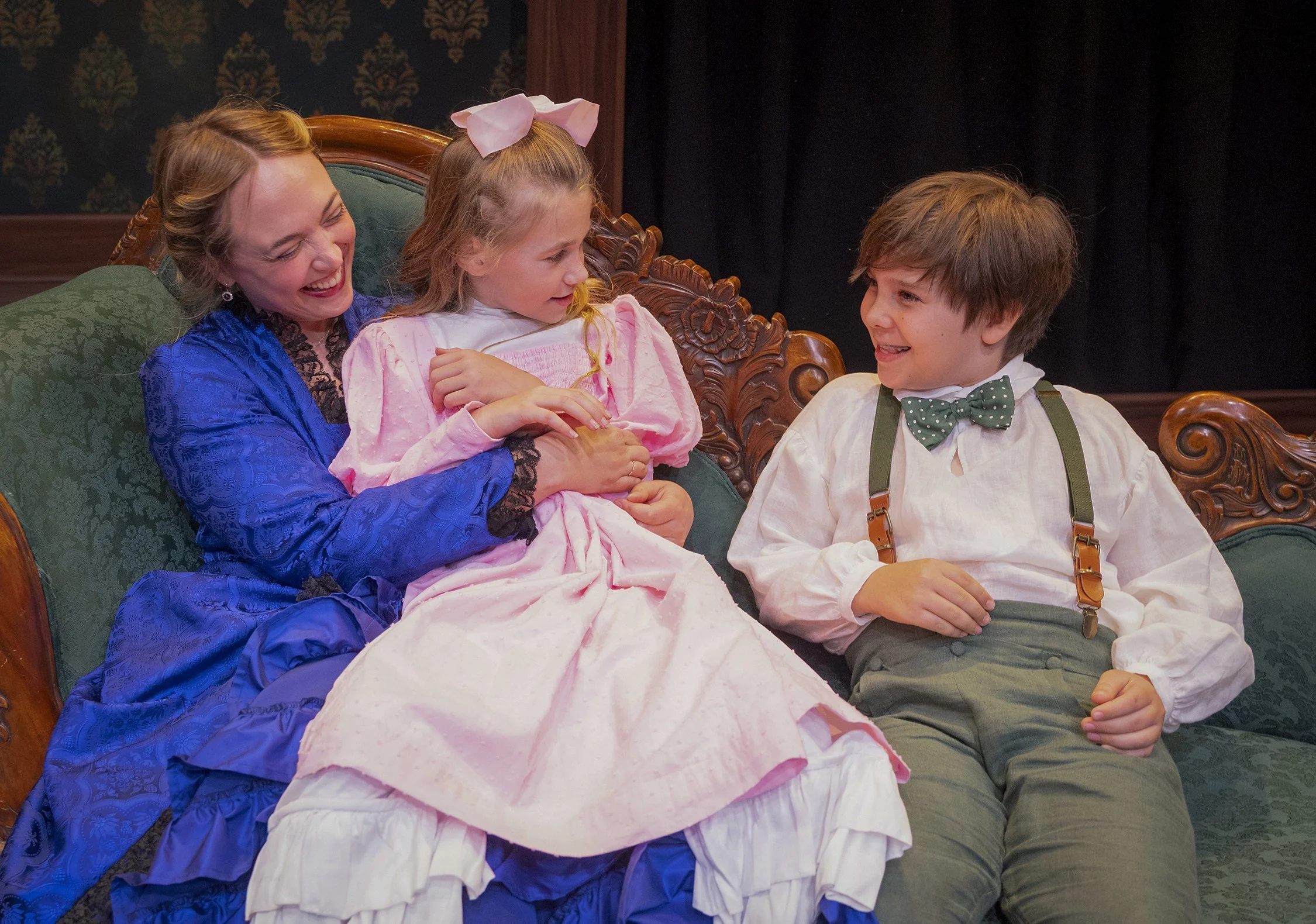 Sophie Gibson-Rush as Nora, Caroline Barrett as Emmy and Oliver Morgan as Ivar. Photo by Tim Fuller ©2026