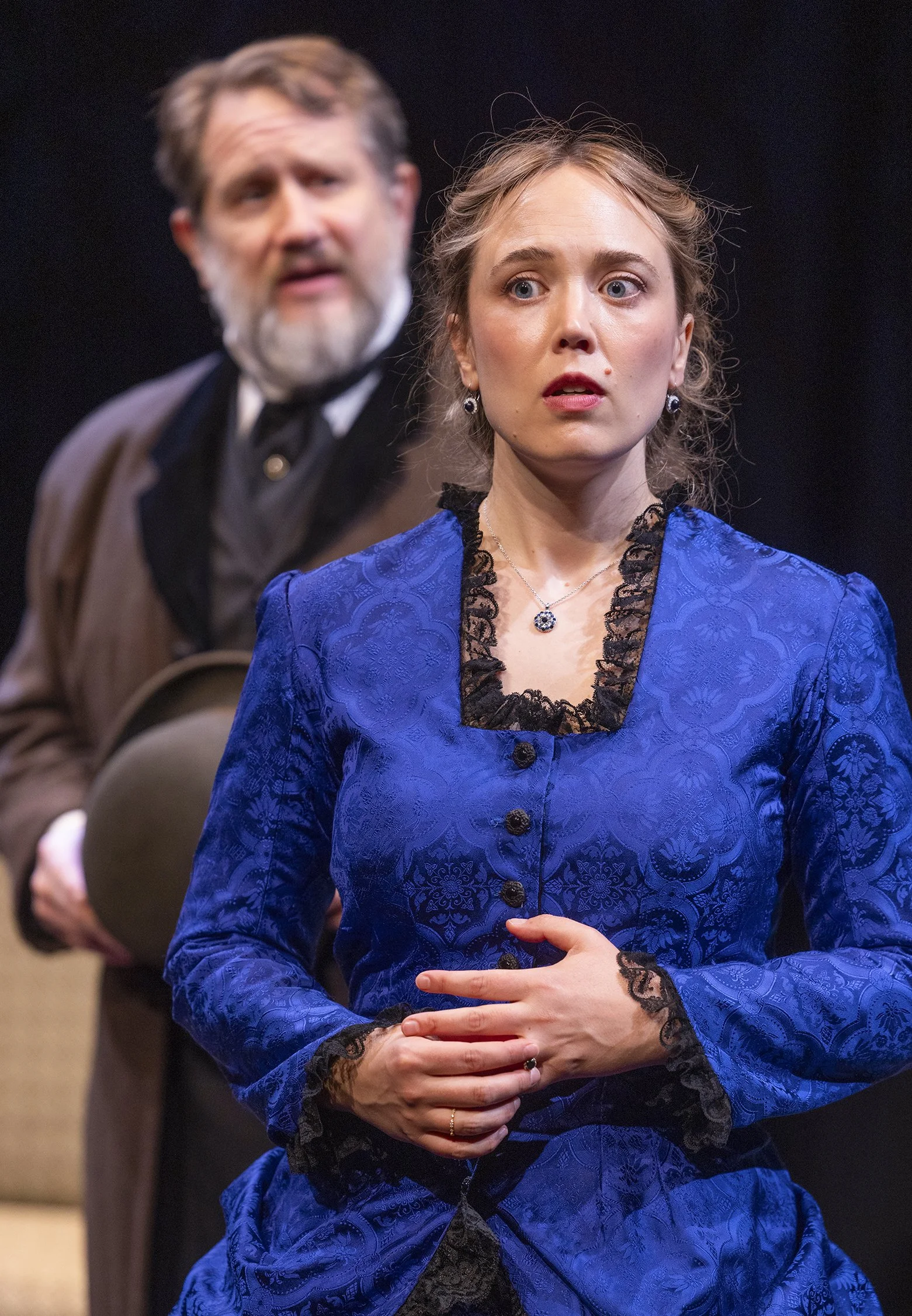 Matt Walley as Krogstad and Sophie Gibson-Rush as Nora. Photo by Tim Fuller ©2026