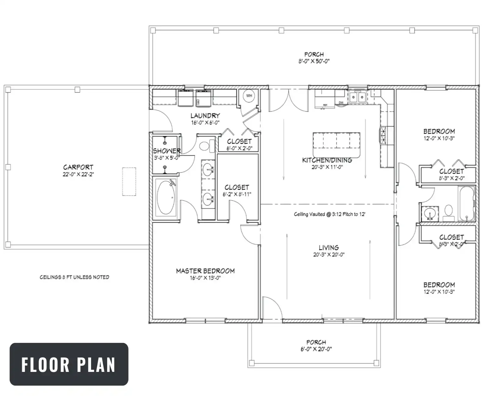 The Farmstead by Homerun Building Supply, Small property floor plan, 3 bedroom, 2 bath