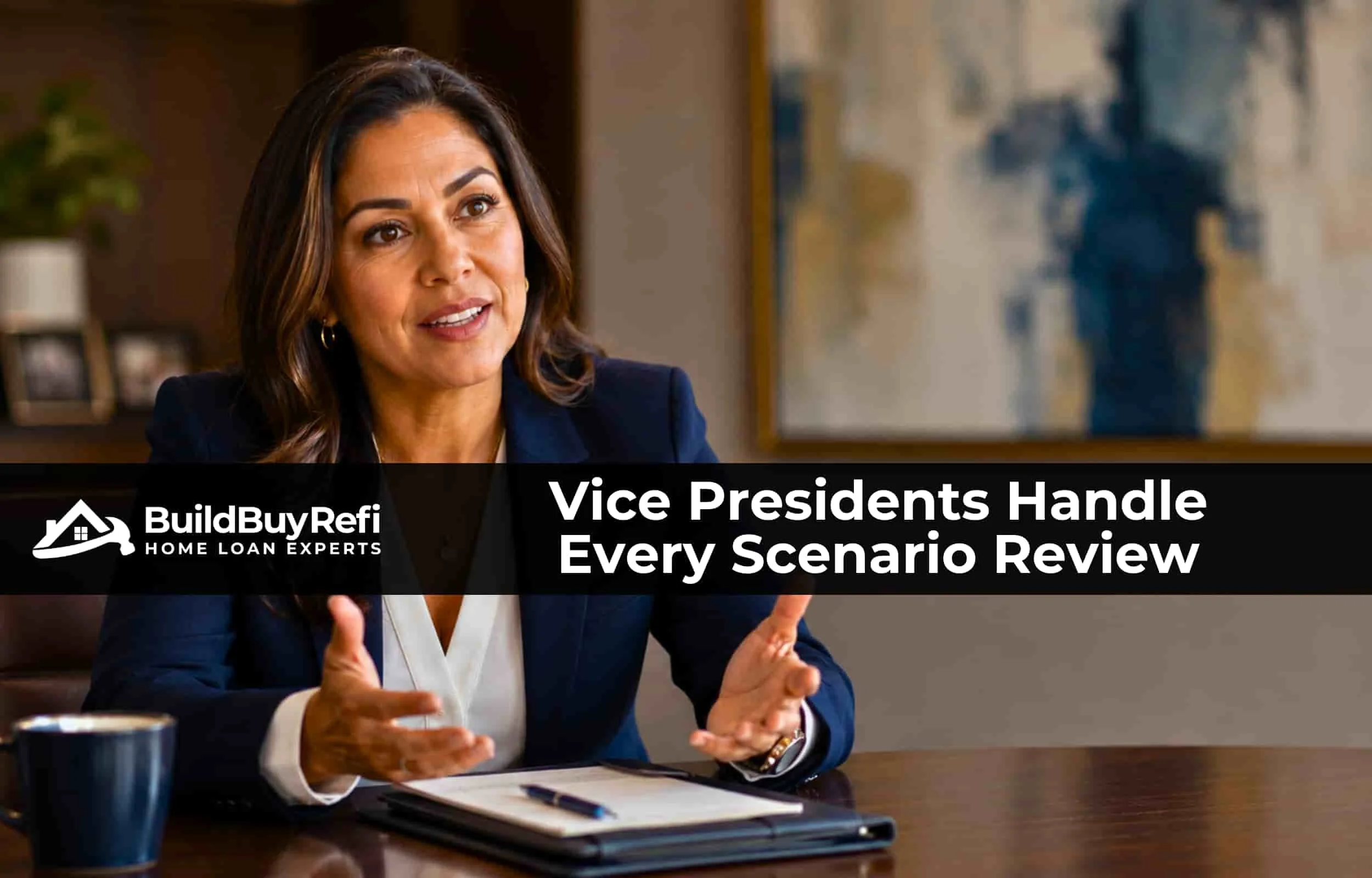 Senior Vice President at BuildBuyRefi.com conducting a one-on-one mortgage scenario review with deep program expertise across all 50 states.