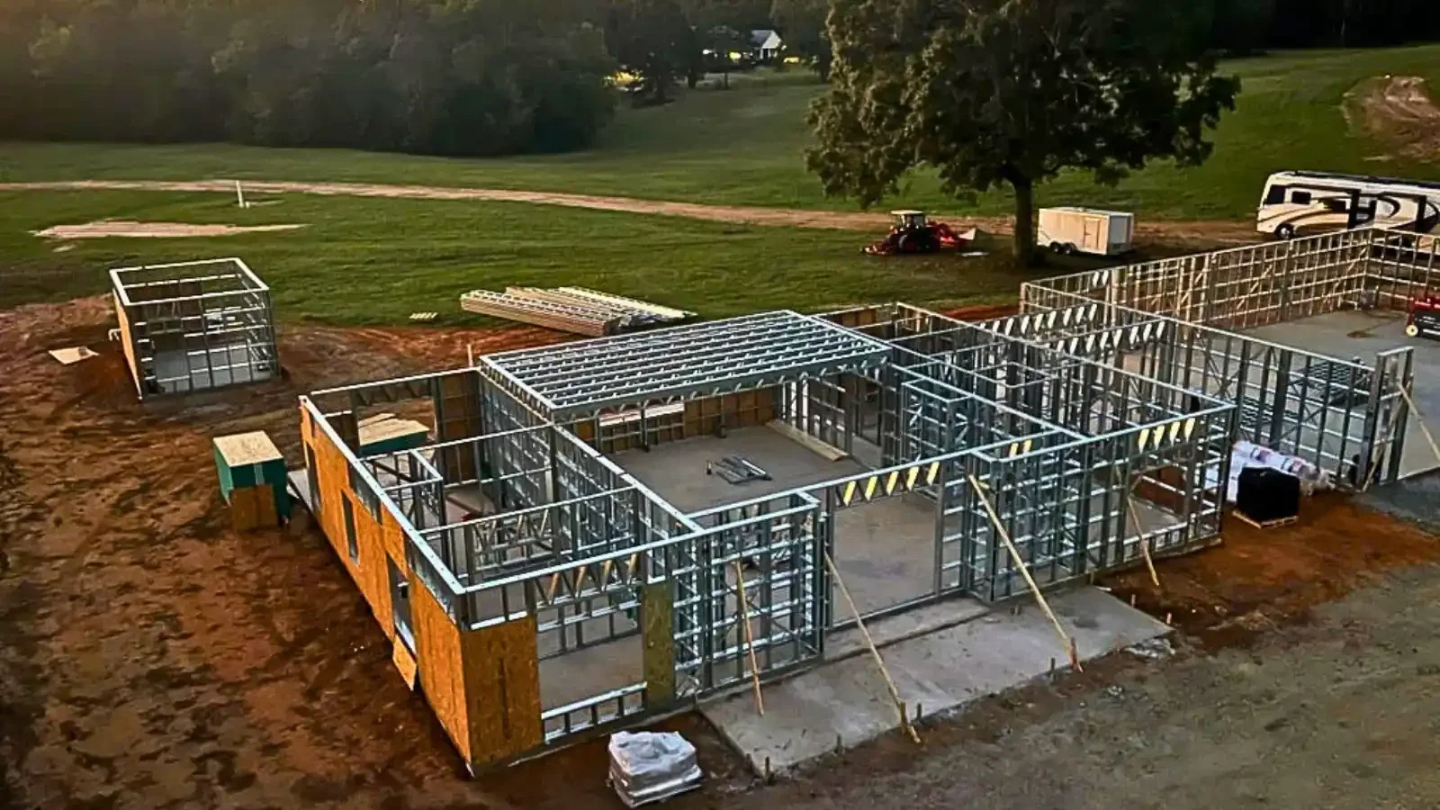 Metal Home Installation of first floor process by ModularHome.com team, a registered nationwide metal and barndominium home dealer with BuildBuyRefi.com
